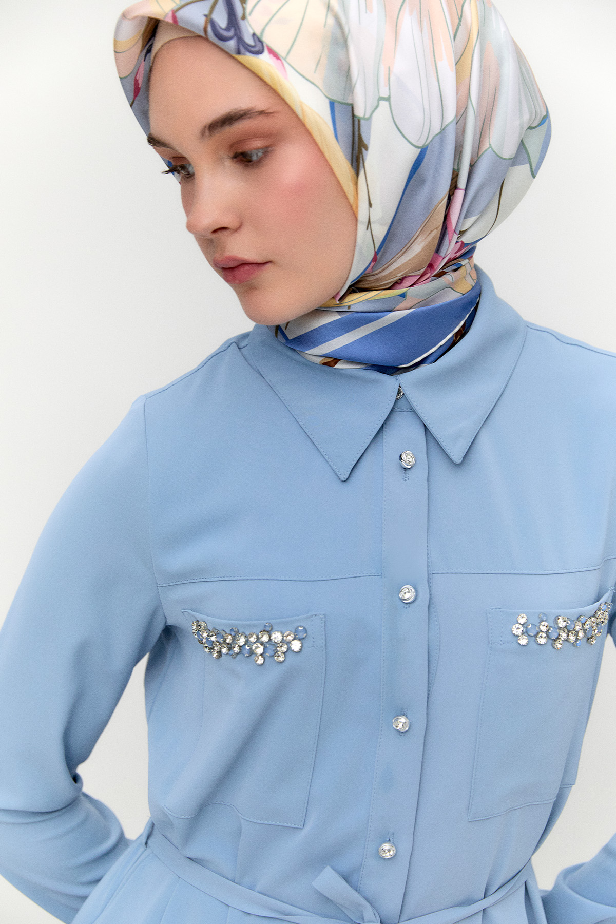 Taşlı Cep Detaylı Tunik, Tesettür Giyim