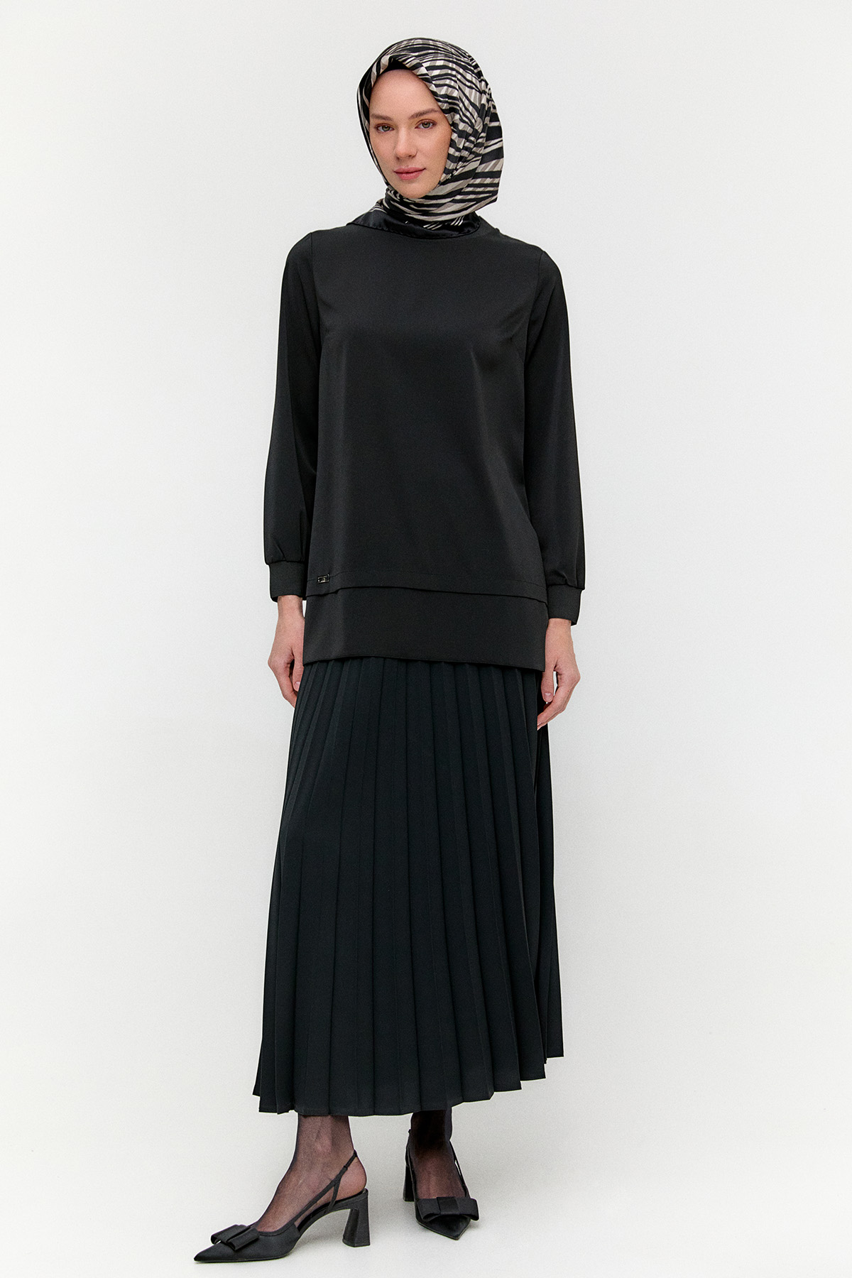 Ribanalı Detaylı Basic Tunik, Tesettür Giyim