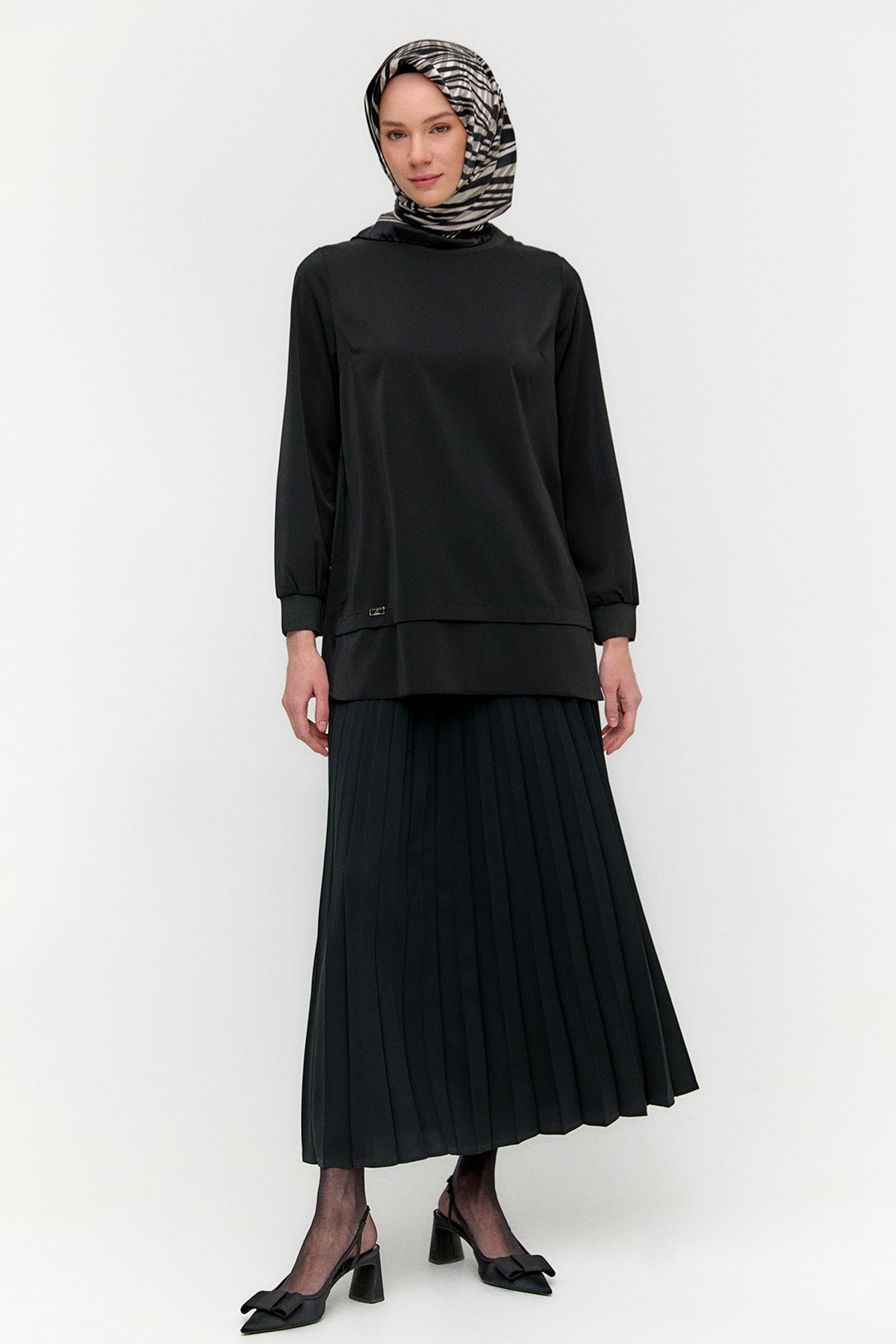 Ribanalı Detaylı Basic Tunik, Tesettür Giyim