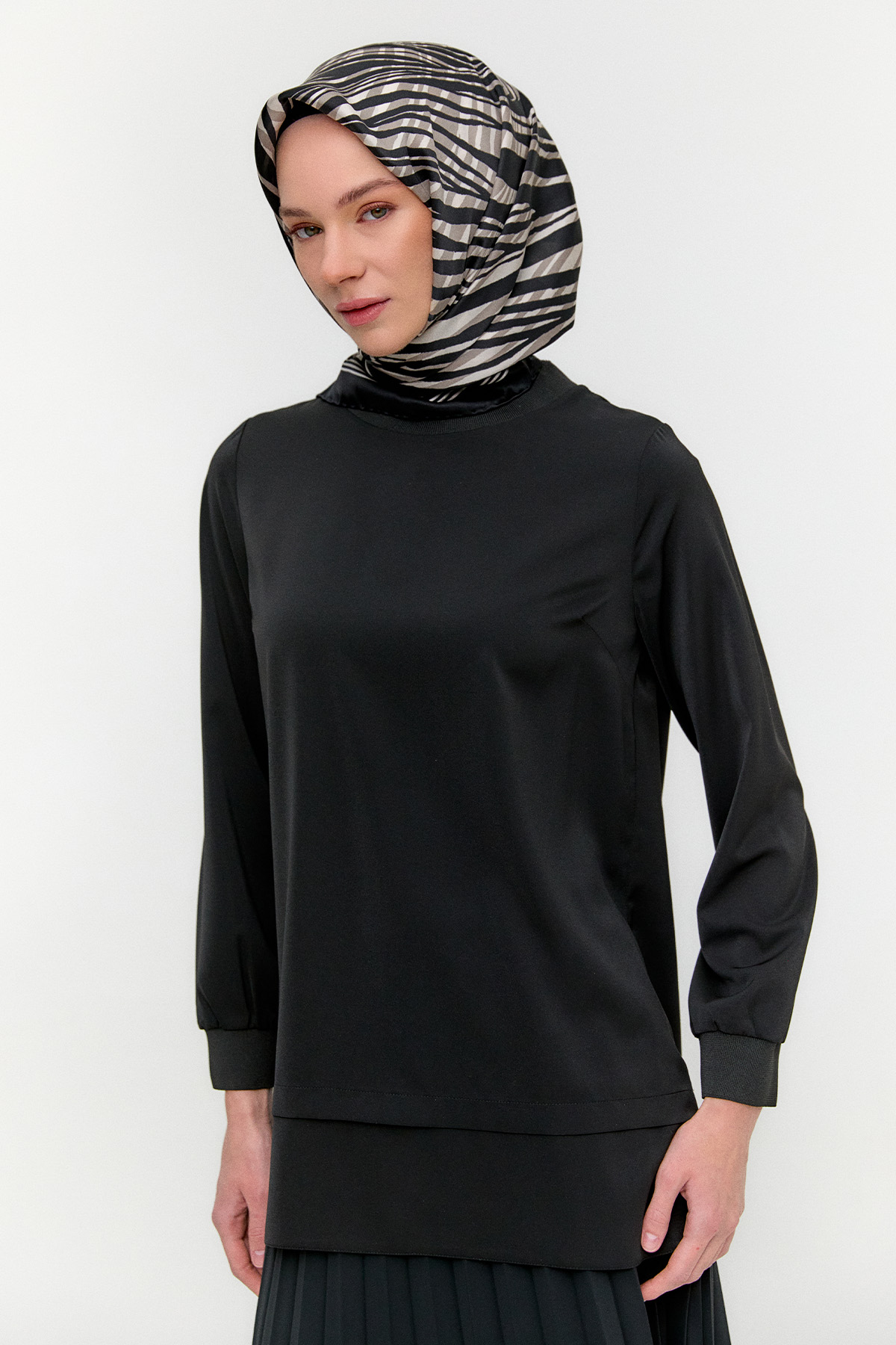 Ribanalı Detaylı Basic Tunik, Tesettür Giyim