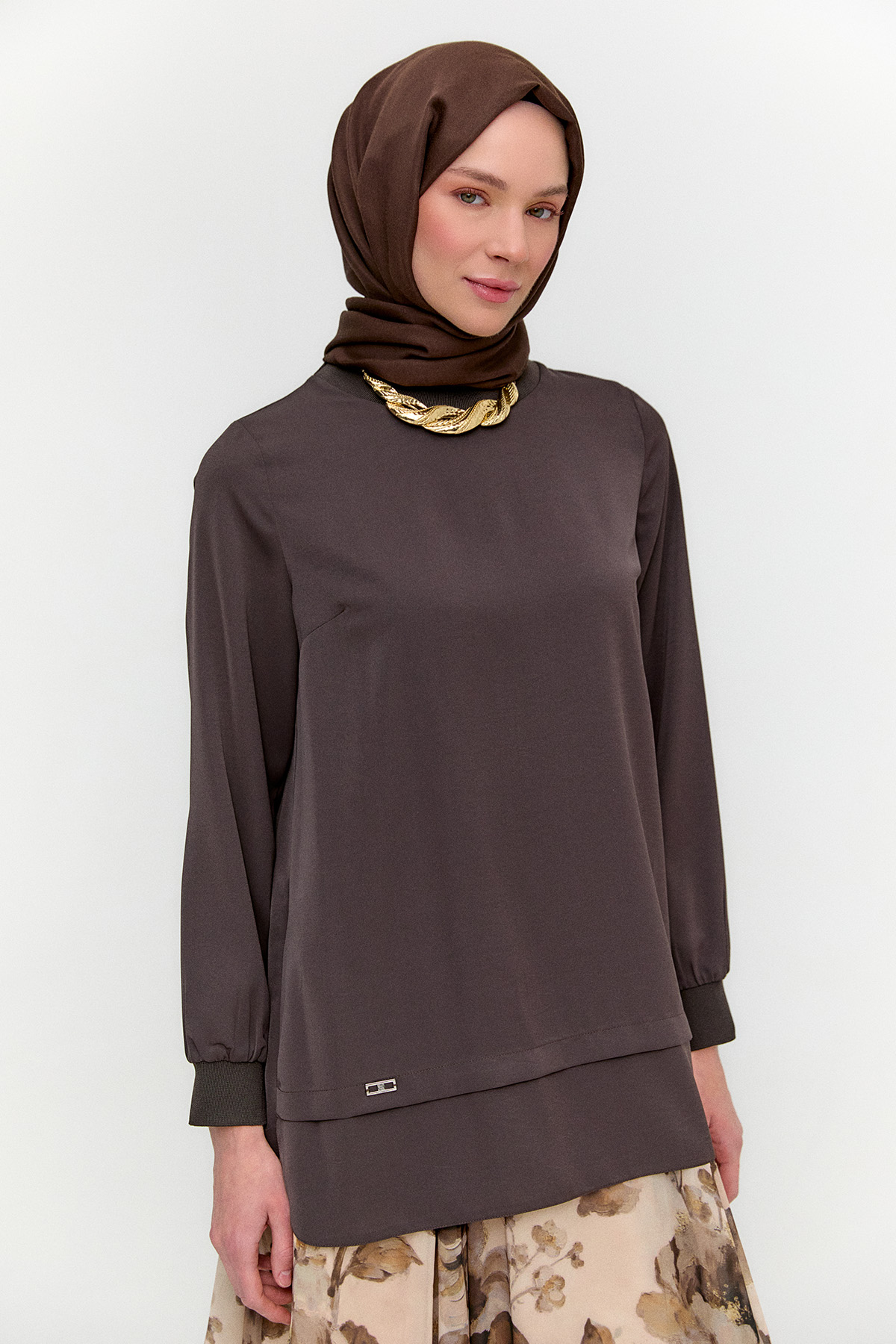 Ribanalı Detaylı Basic Tunik, Tesettür Giyim