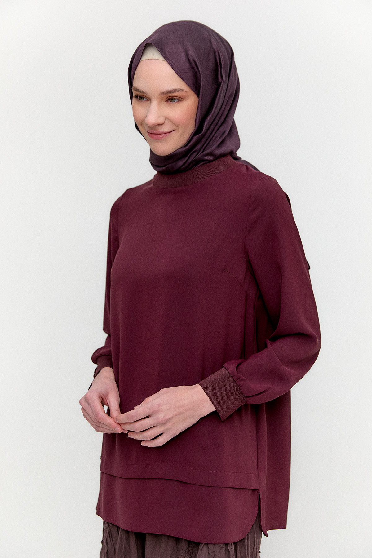 Ribanalı Detaylı Basic Tunik, Tesettür Giyim