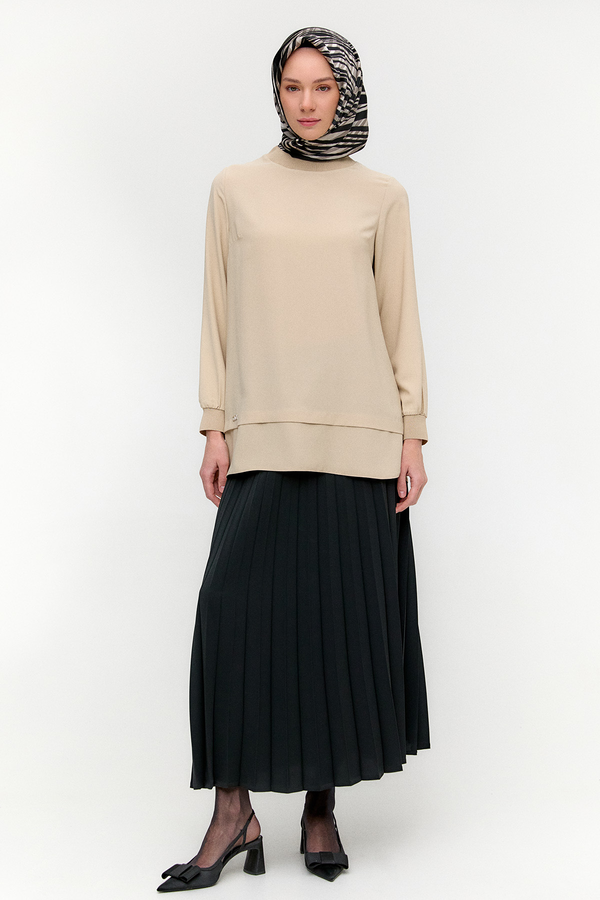 Ribanalı Detaylı Basic Tunik, Tesettür Giyim