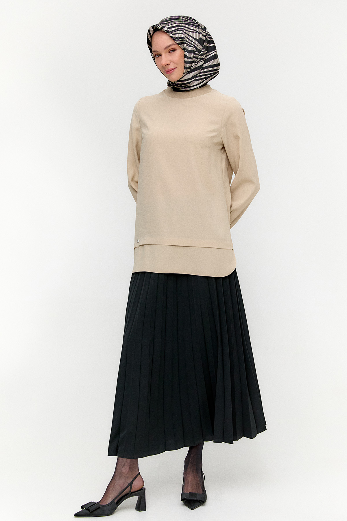 Ribanalı Detaylı Basic Tunik, Tesettür Giyim