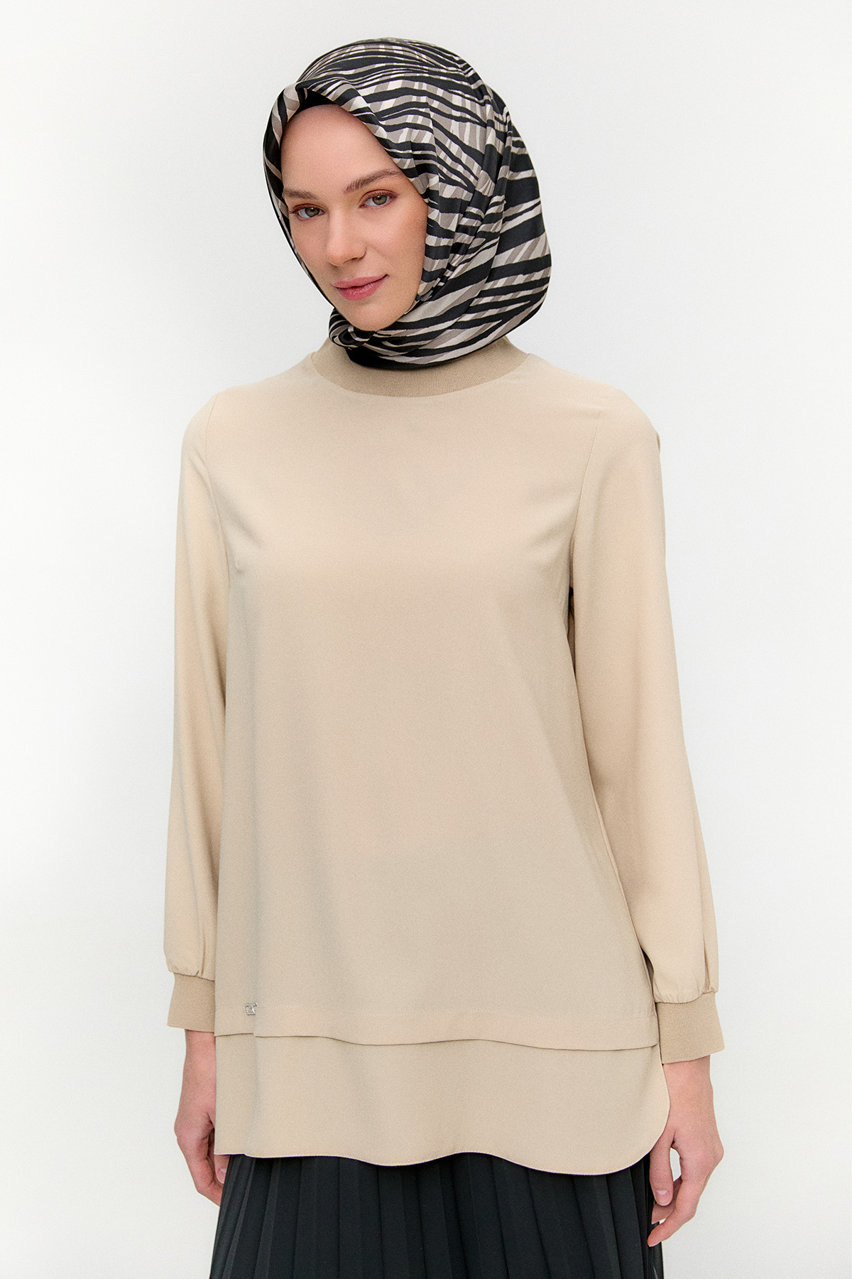 Ribanalı Detaylı Basic Tunik, Tesettür Giyim