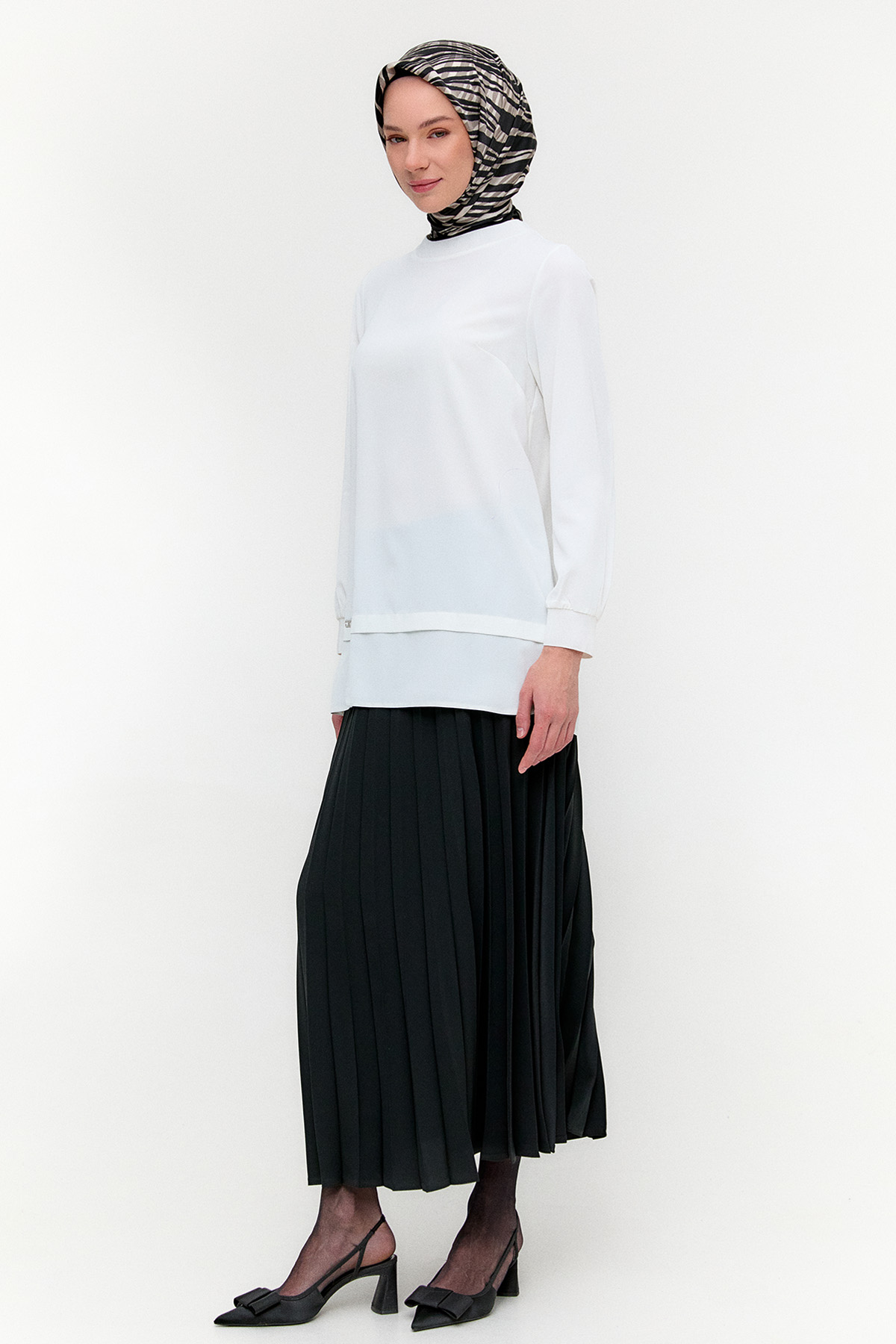 Ribanalı Detaylı Basic Tunik, Tesettür Giyim