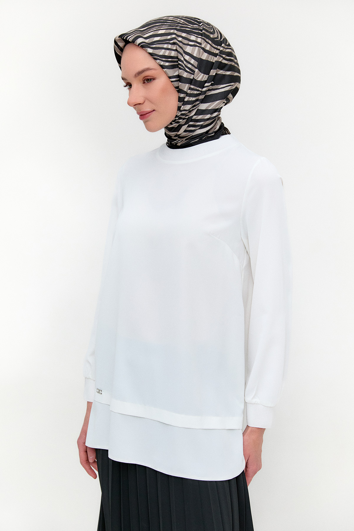 Ribanalı Detaylı Basic Tunik, Tesettür Giyim