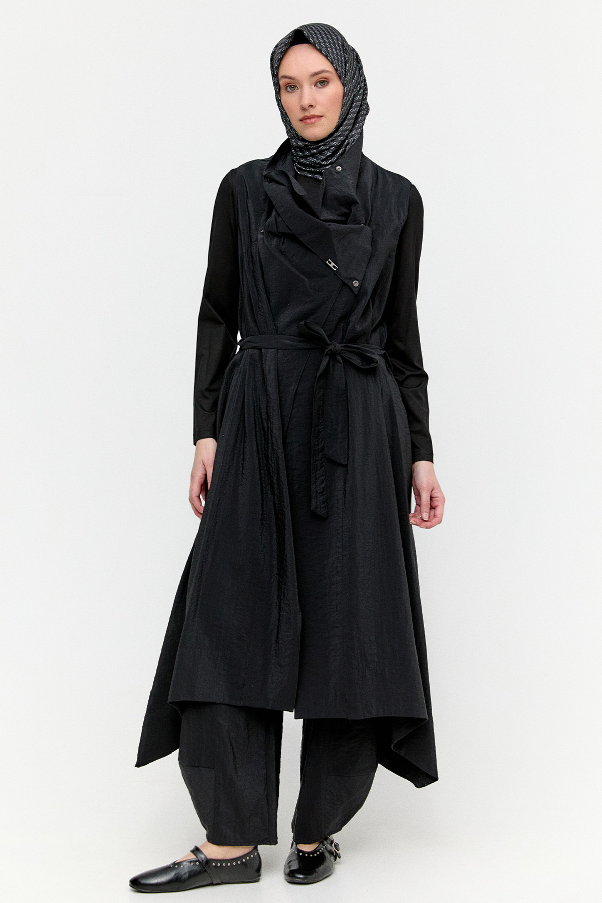 Degaje Yakalı Paraşüt Yelek, Tesettür Giyim