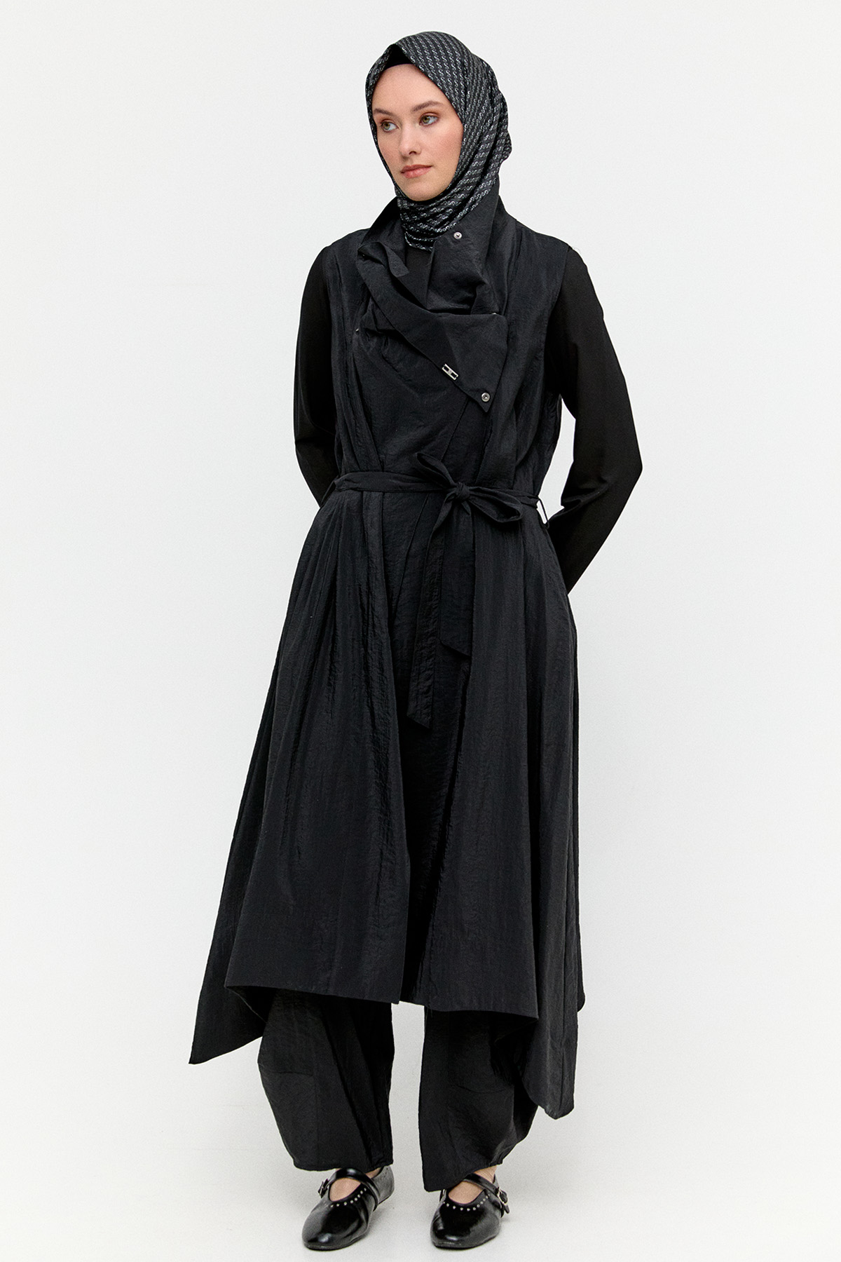 Degaje Yakalı Paraşüt Yelek, Tesettür Giyim