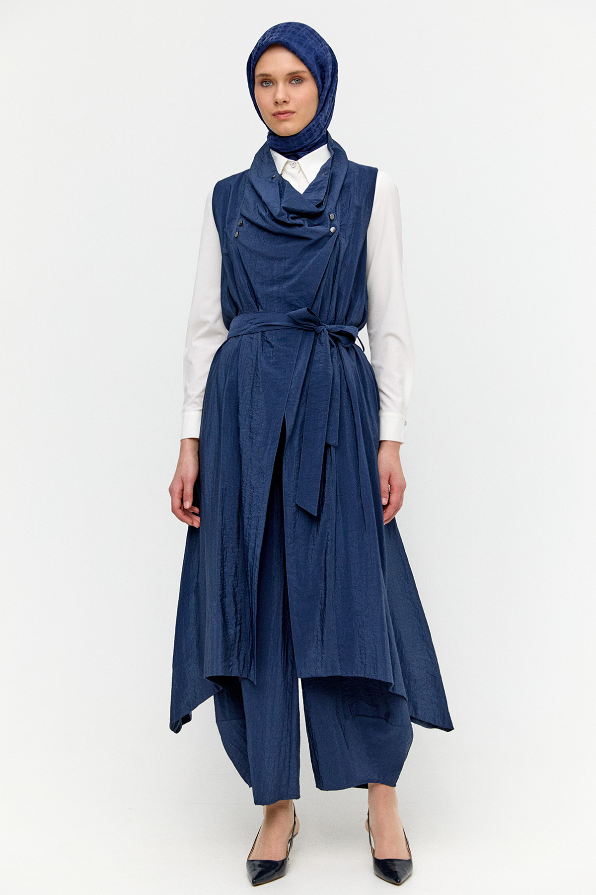 Degaje Yakalı Paraşüt Yelek, Tesettür Giyim