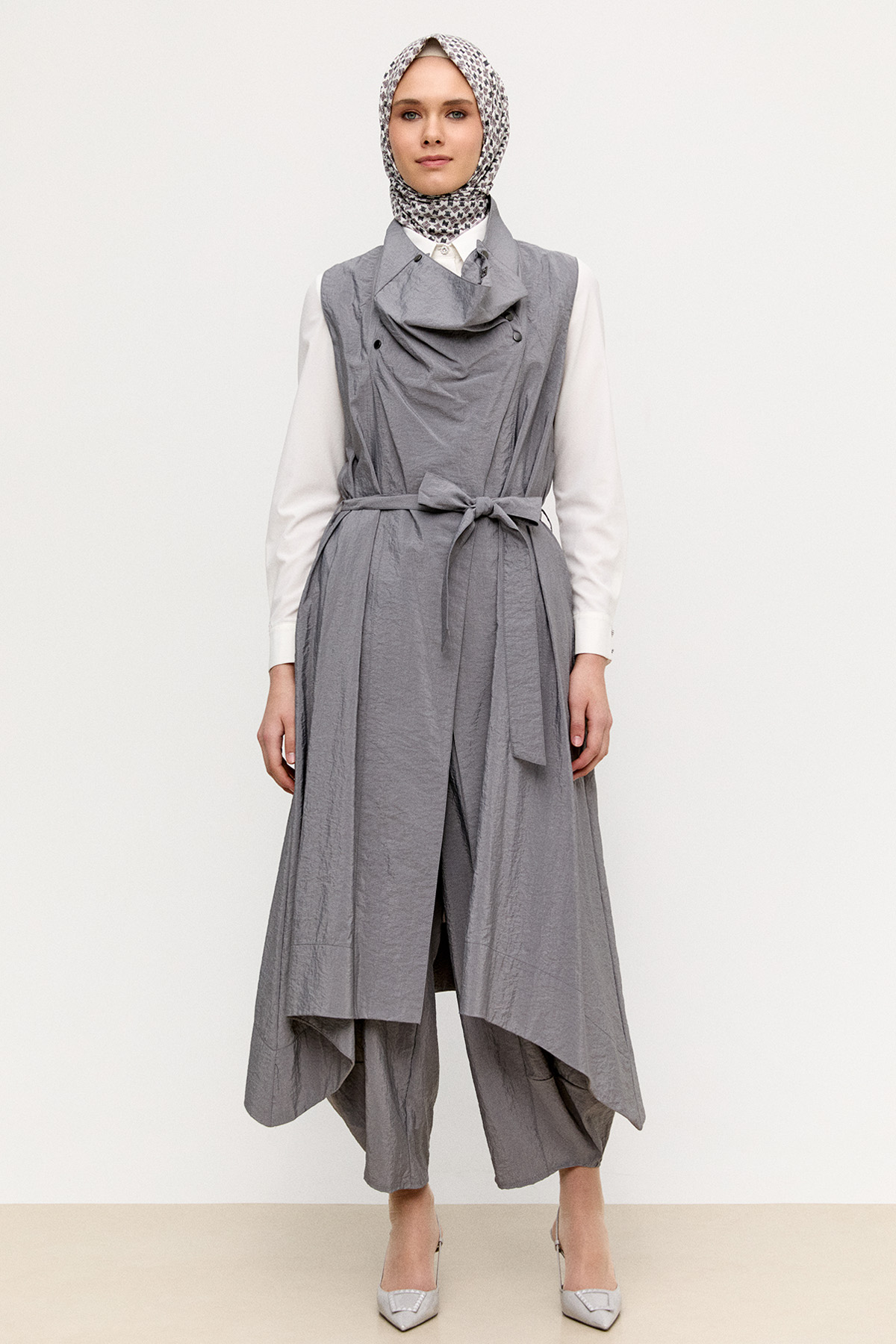 Degaje Yakalı Paraşüt Yelek, Tesettür Giyim