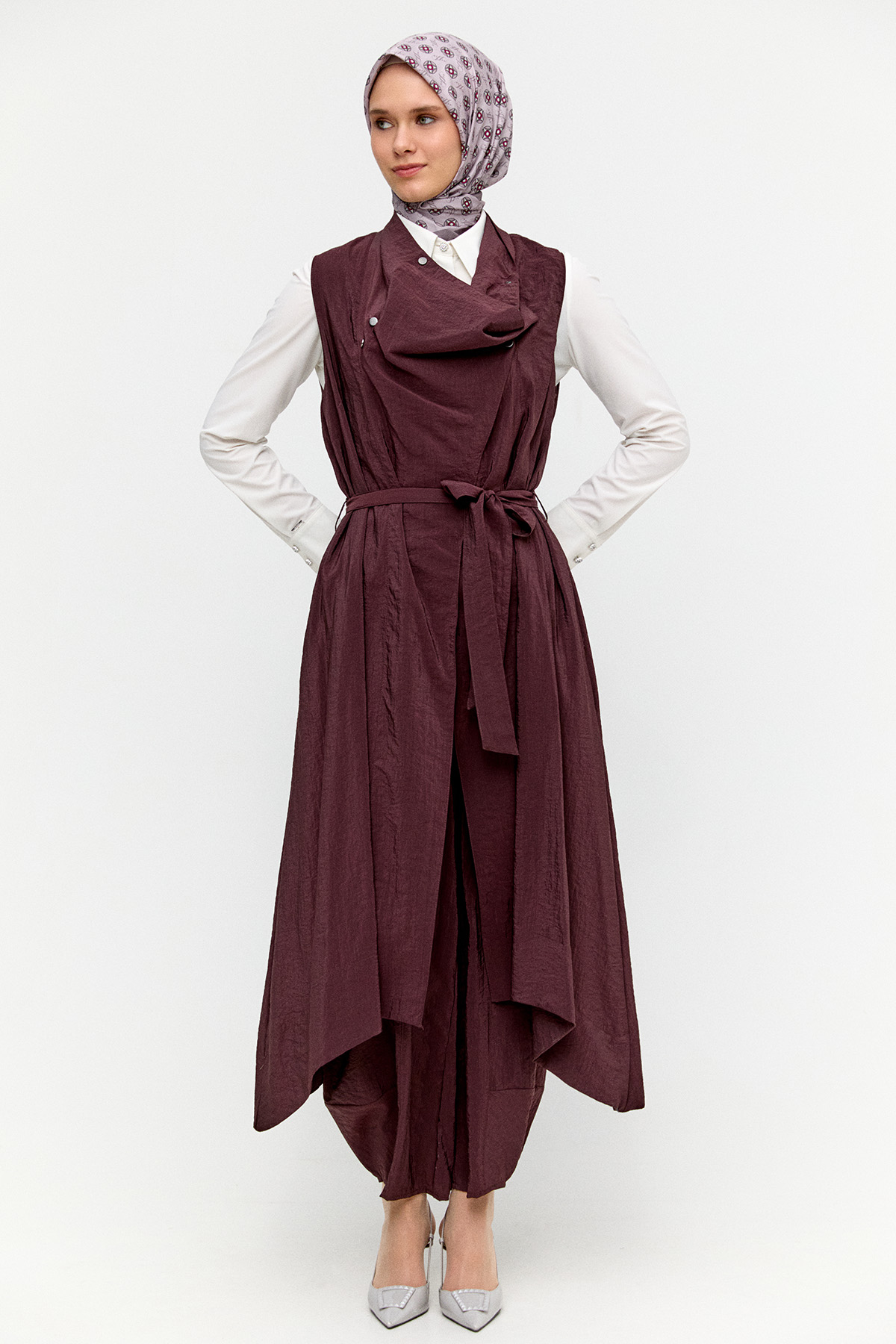 Degaje Yakalı Paraşüt Yelek, Tesettür Giyim