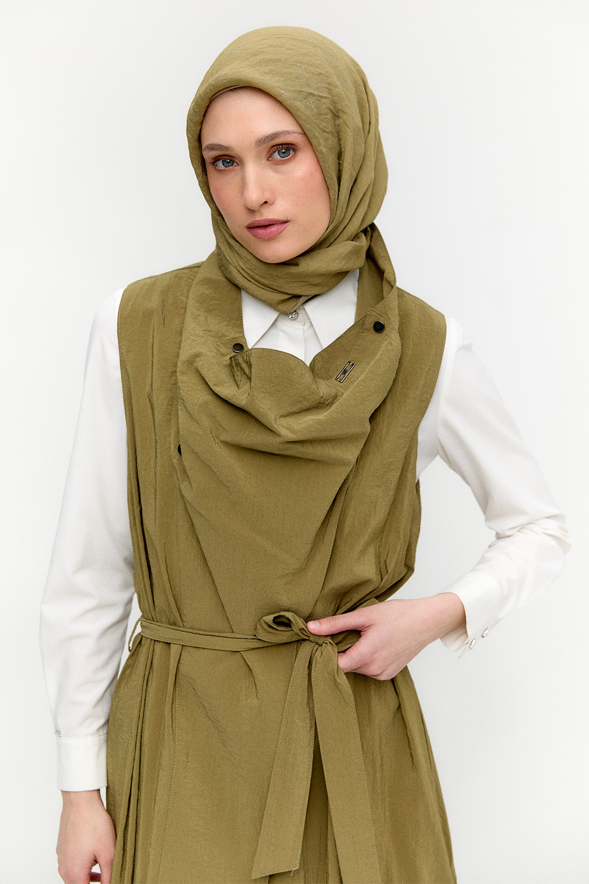 Degaje Yakalı Paraşüt Yelek, Tesettür Giyim