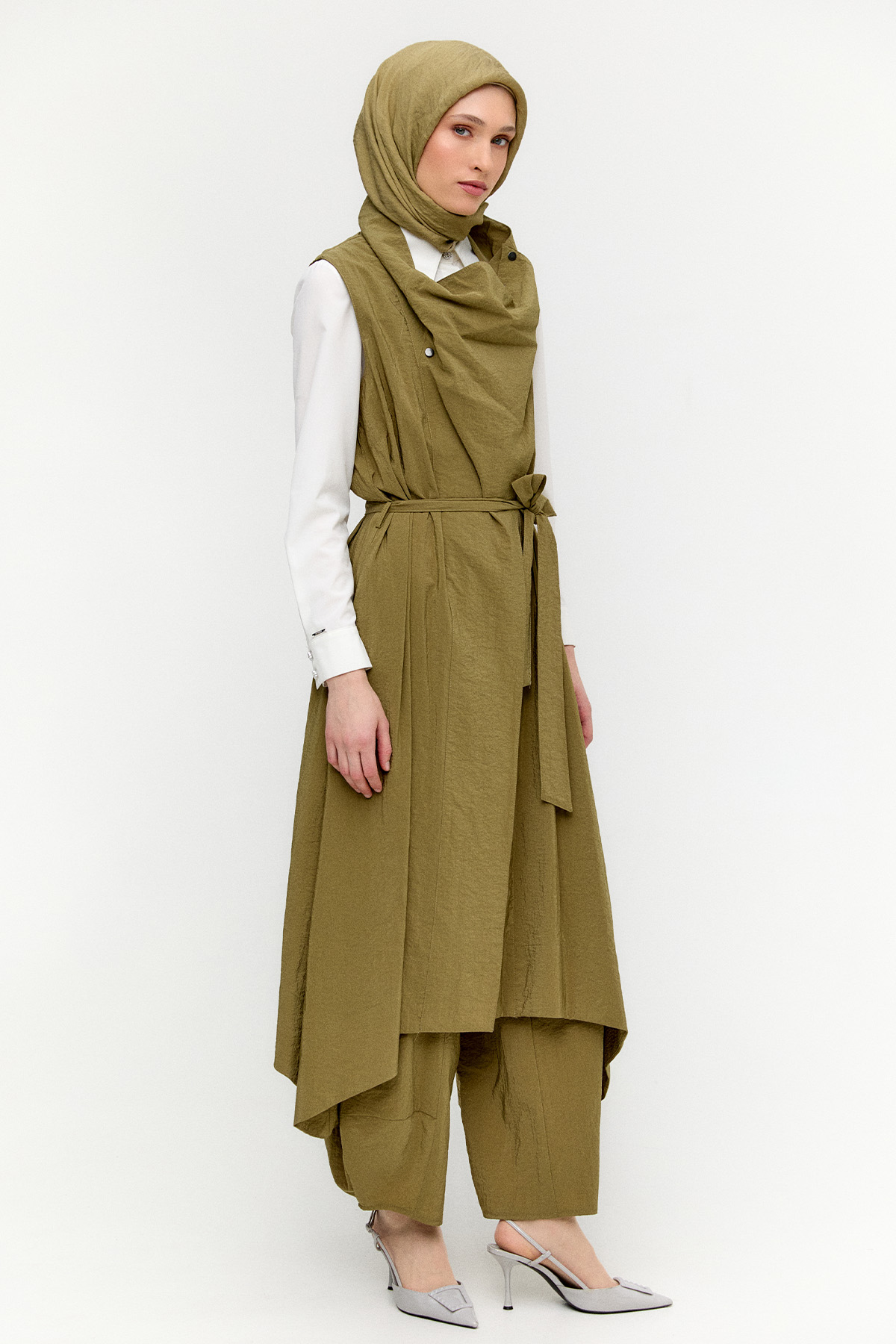 Degaje Yakalı Paraşüt Yelek, Tesettür Giyim