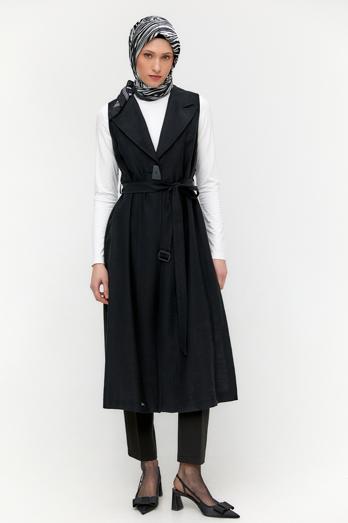 Şifon Sırtlı Ceket Yakalı Yelek, Tesettür Giyim