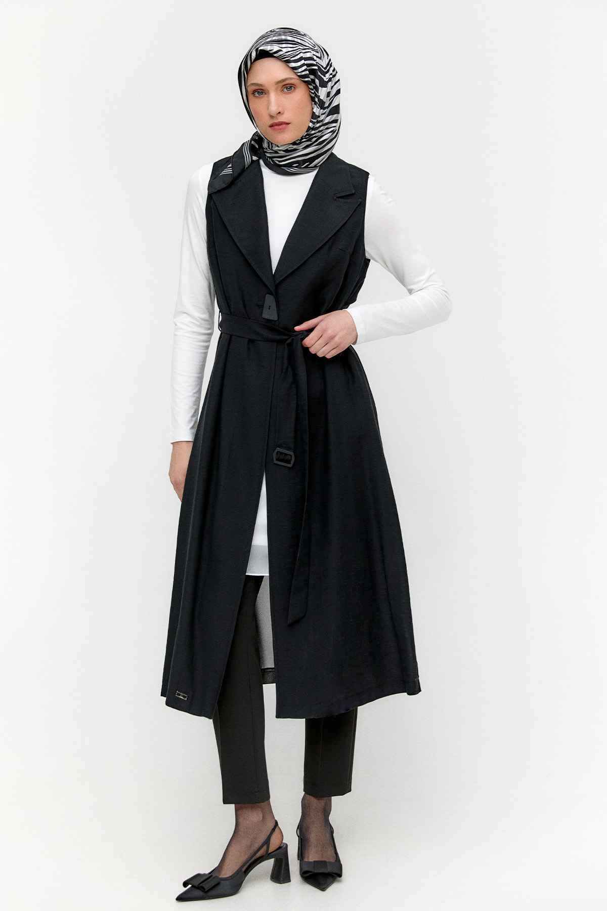 Şifon Sırtlı Ceket Yakalı Yelek, Tesettür Giyim