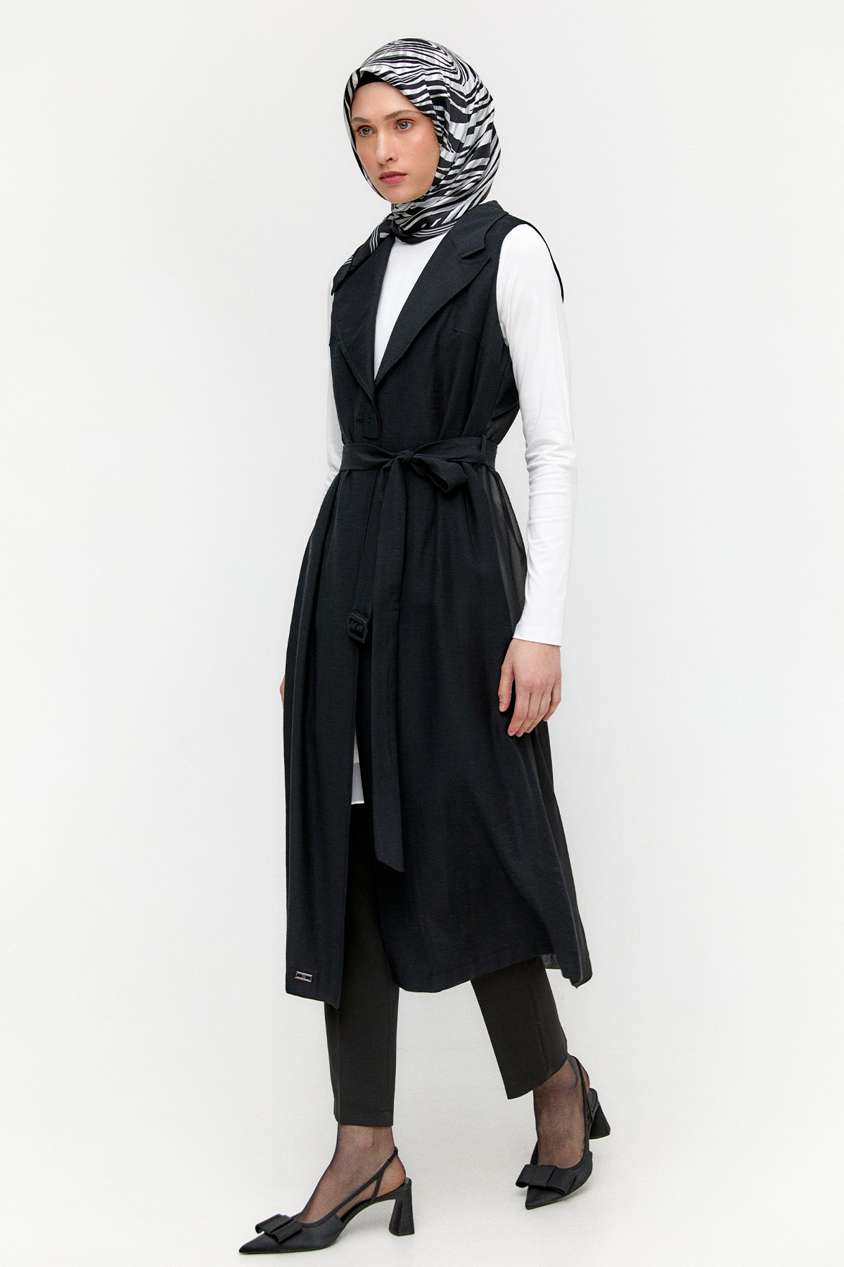 Şifon Sırtlı Ceket Yakalı Yelek, Tesettür Giyim