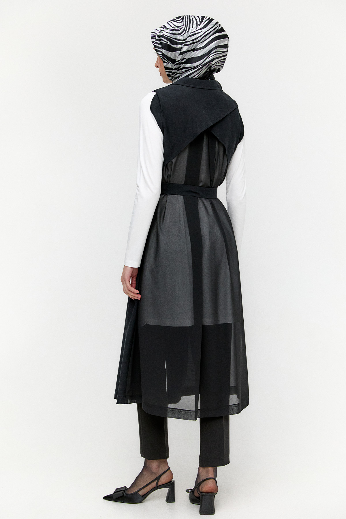 Şifon Sırtlı Ceket Yakalı Yelek, Tesettür Giyim