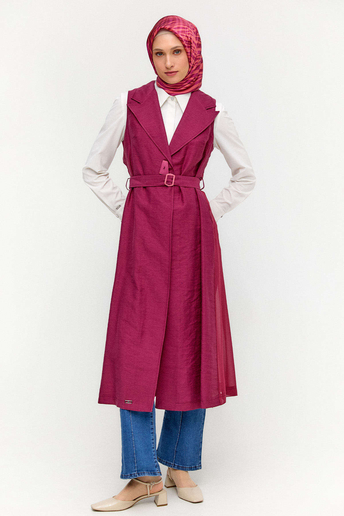 Şifon Sırtlı Ceket Yakalı Yelek, Tesettür Giyim