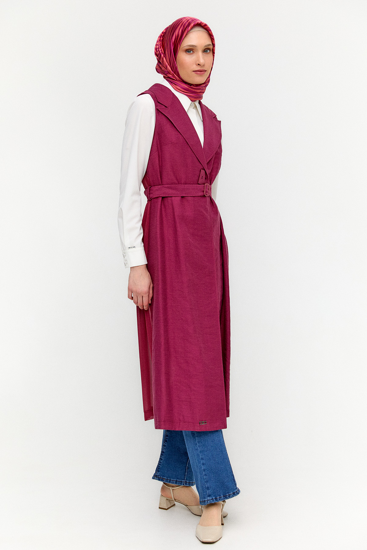 Şifon Sırtlı Ceket Yakalı Yelek, Tesettür Giyim