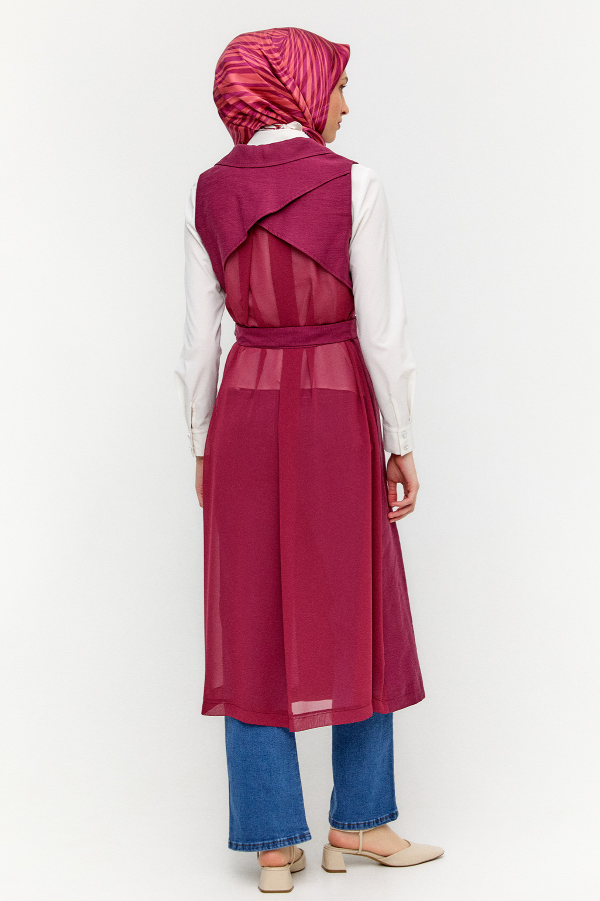 Şifon Sırtlı Ceket Yakalı Yelek, Tesettür Giyim