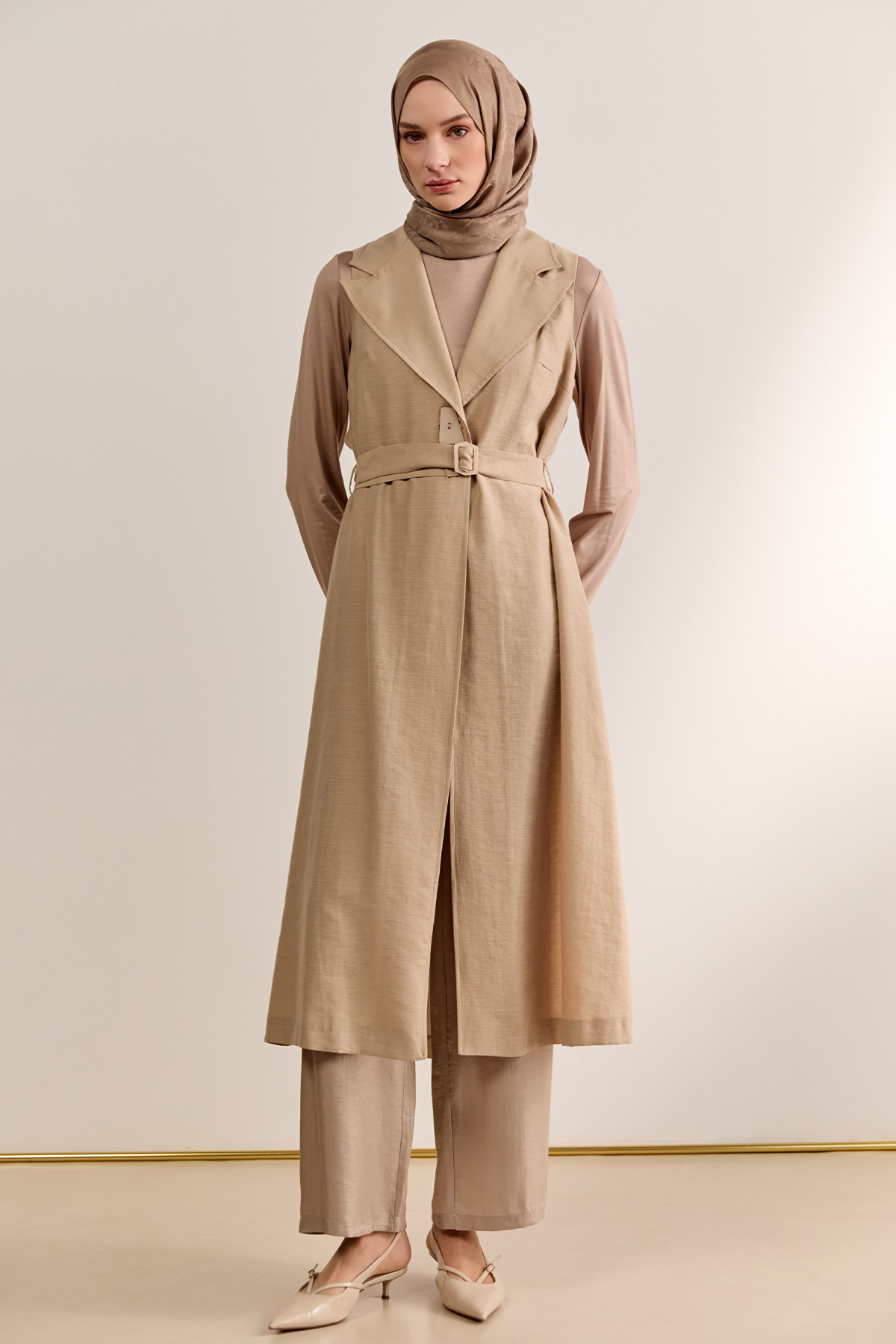 Şifon Sırtlı Ceket Yakalı Yelek, Tesettür Giyim