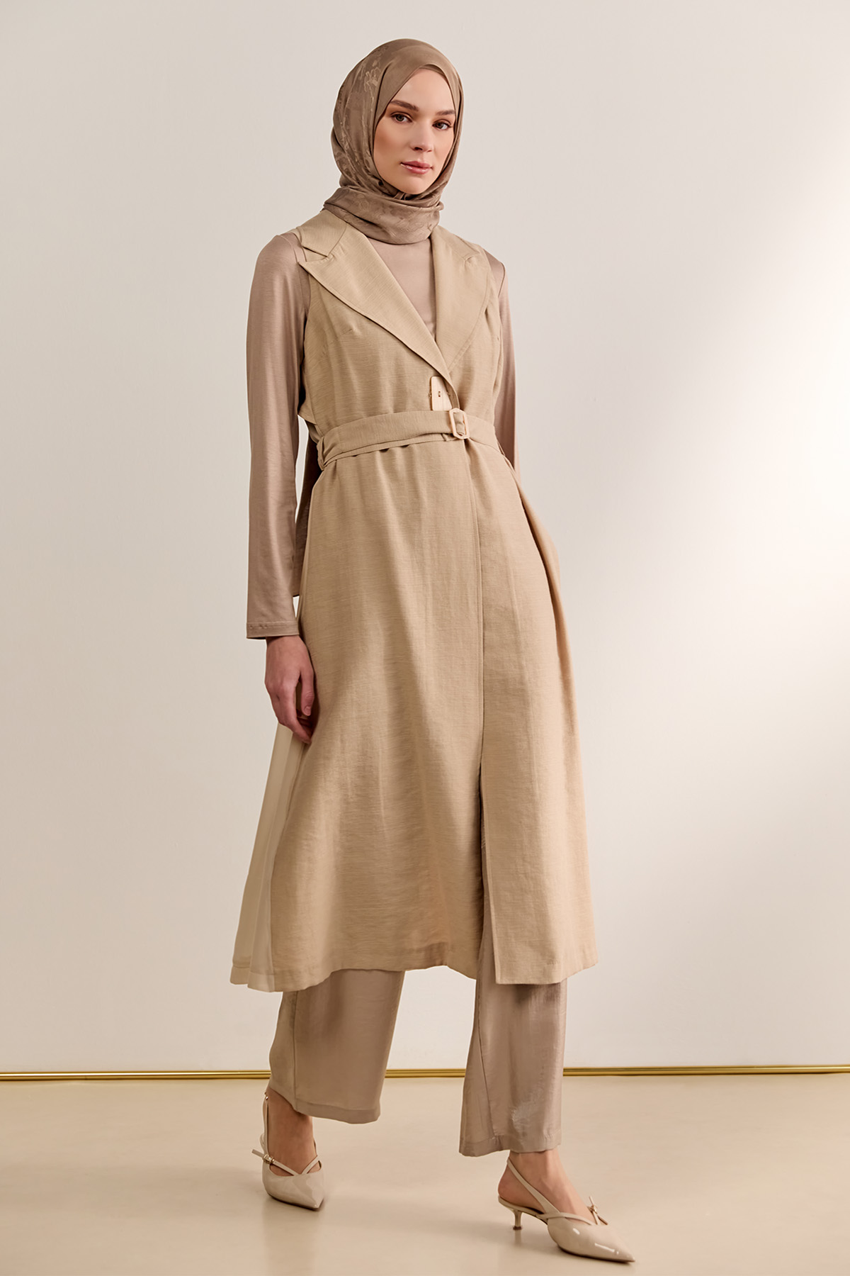 Şifon Sırtlı Ceket Yakalı Yelek, Tesettür Giyim