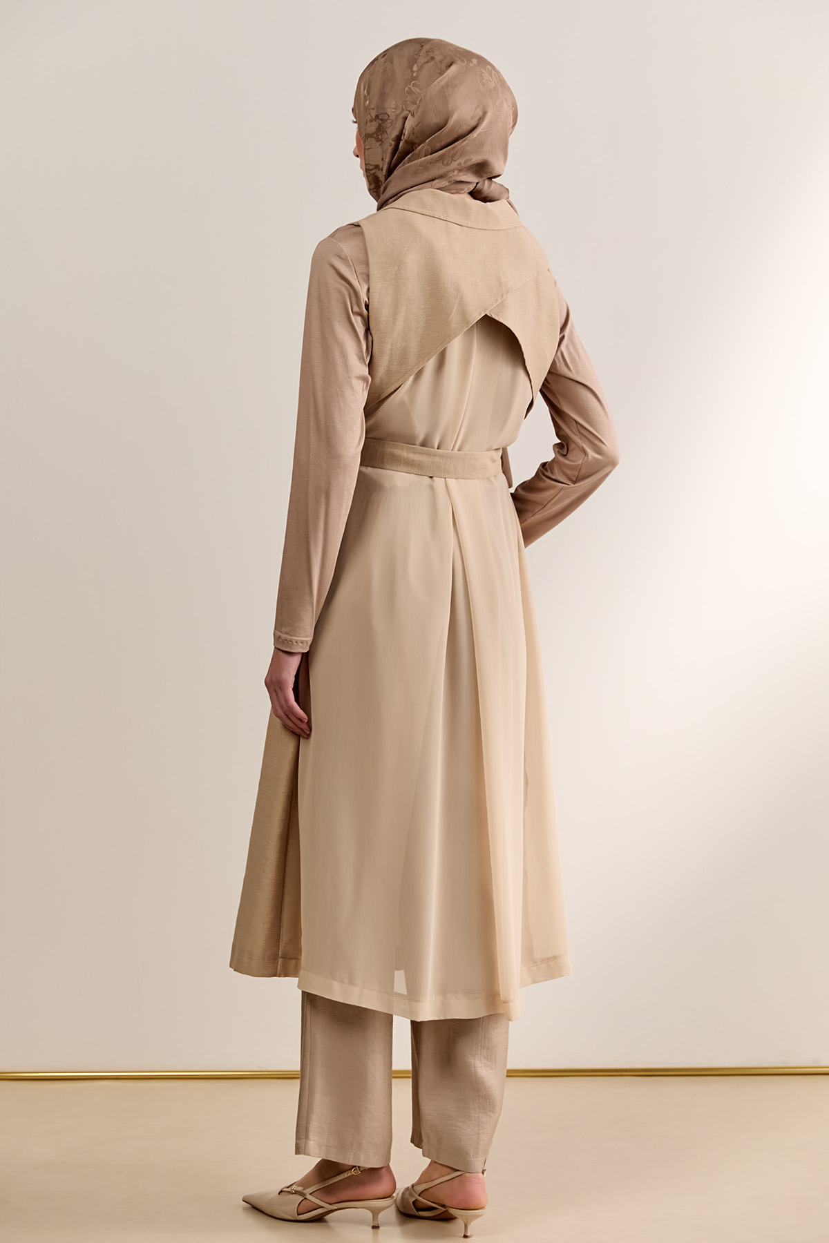 Şifon Sırtlı Ceket Yakalı Yelek, Tesettür Giyim