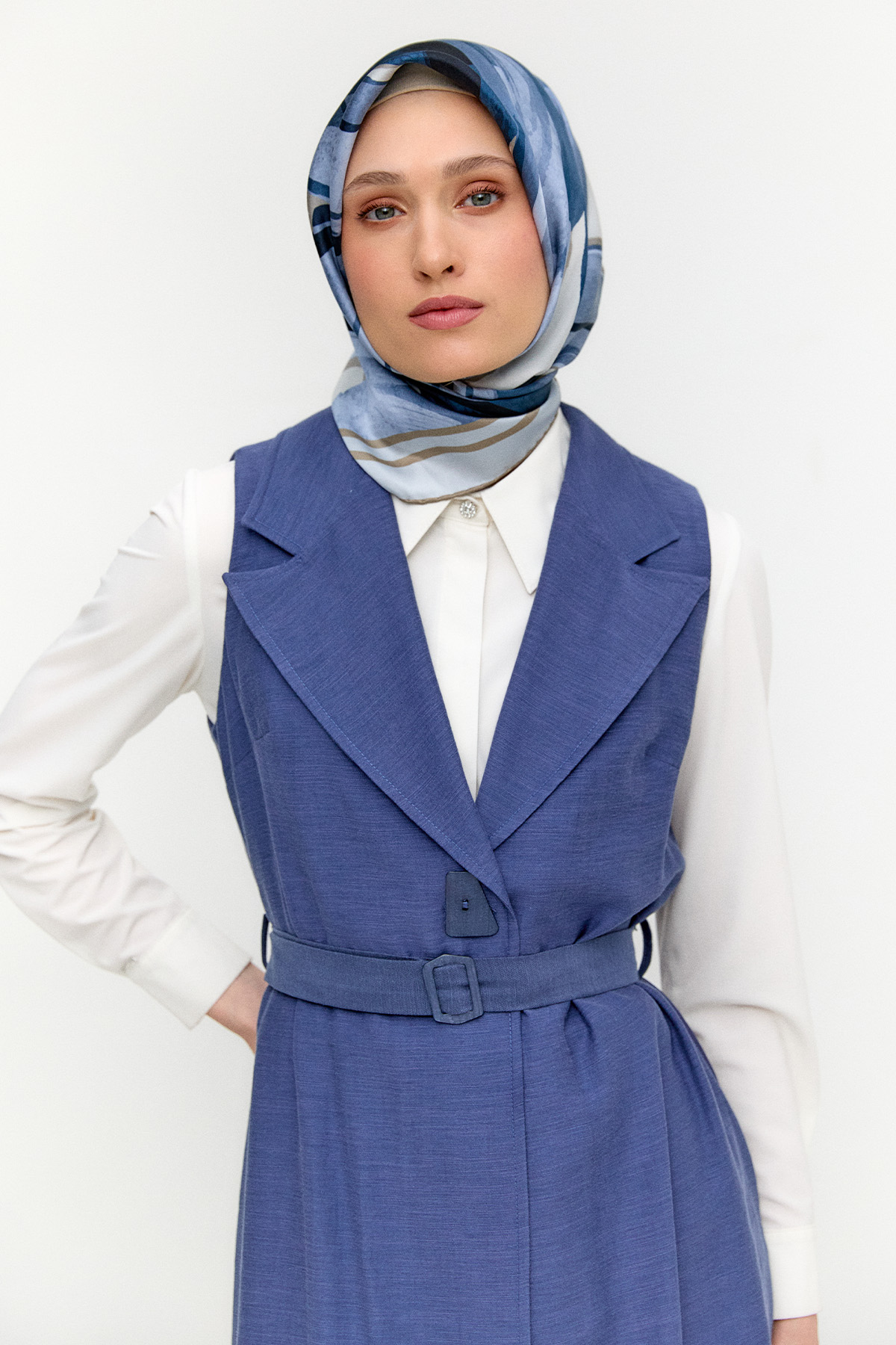 Şifon Sırtlı Ceket Yakalı Yelek, Tesettür Giyim