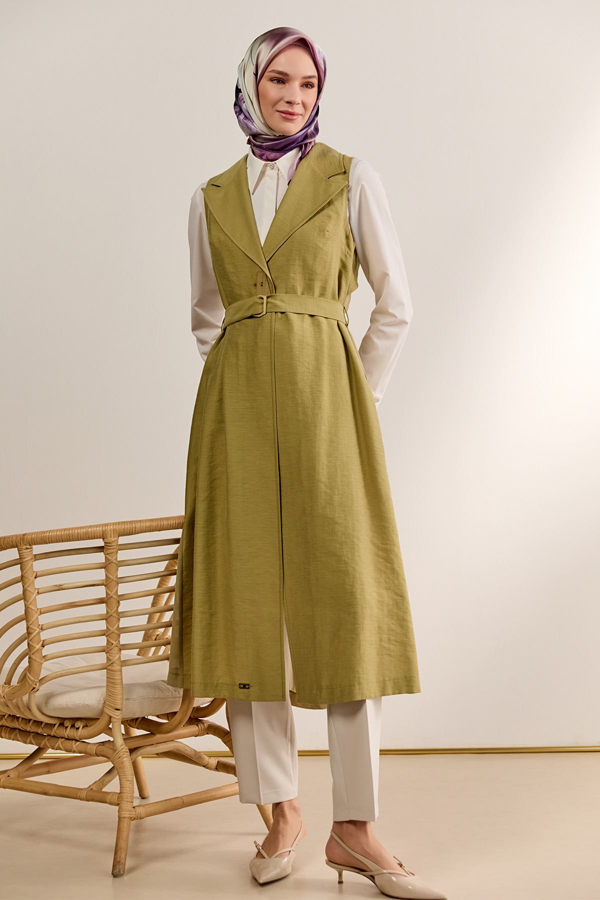 Şifon Sırtlı Ceket Yakalı Yelek, Tesettür Giyim