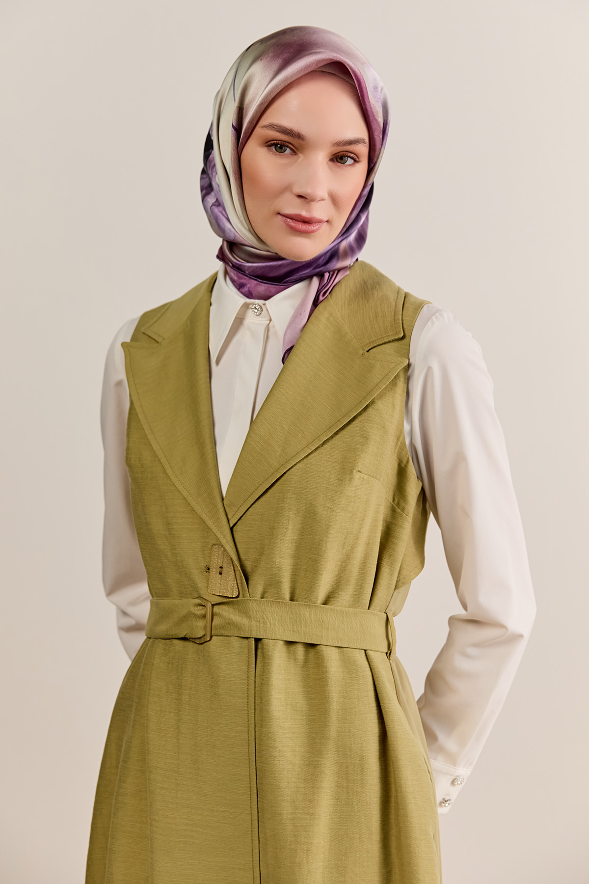 Şifon Sırtlı Ceket Yakalı Yelek, Tesettür Giyim