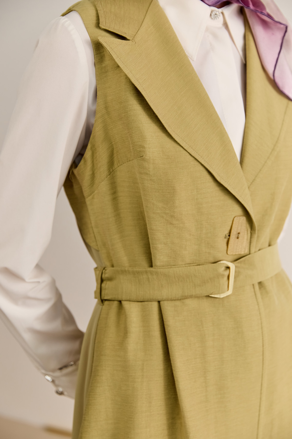 Şifon Sırtlı Ceket Yakalı Yelek, Tesettür Giyim