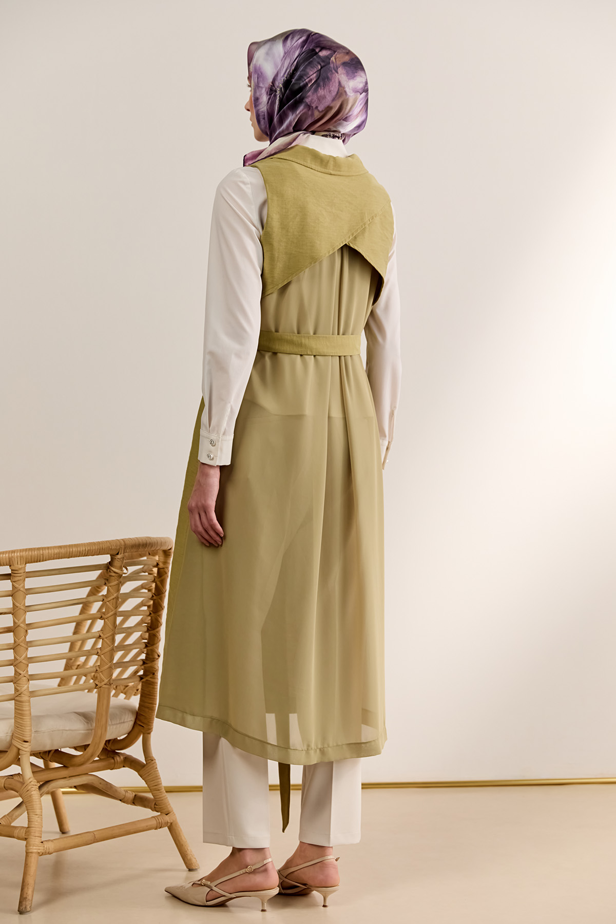 Şifon Sırtlı Ceket Yakalı Yelek, Tesettür Giyim