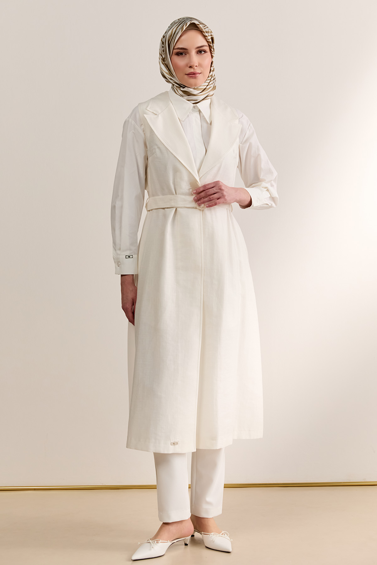 Şifon Sırtlı Ceket Yakalı Yelek, Tesettür Giyim