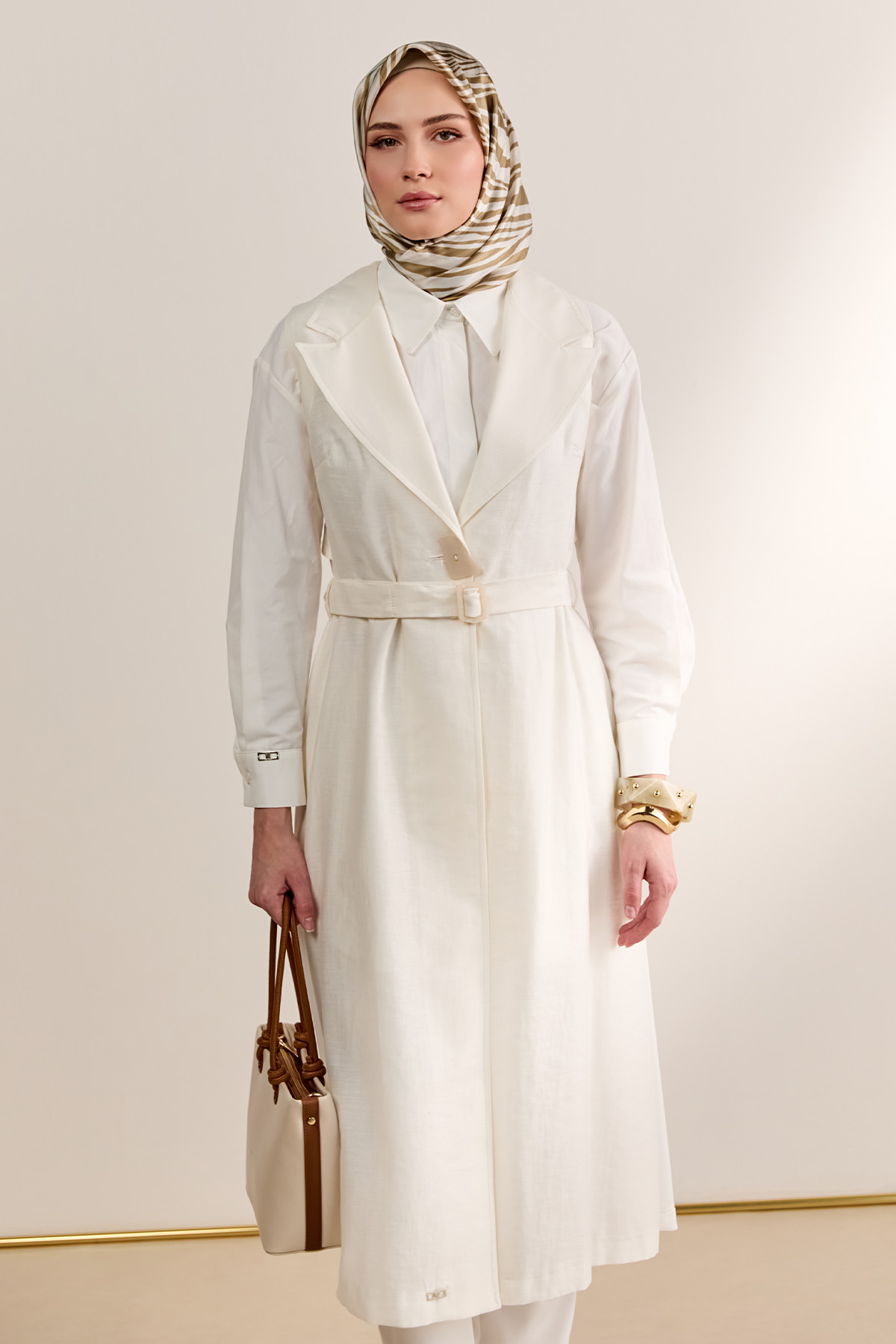 Şifon Sırtlı Ceket Yakalı Yelek, Tesettür Giyim