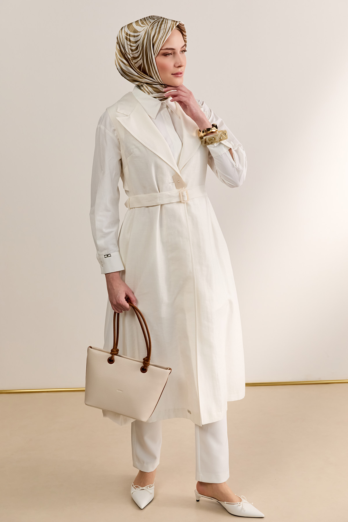 Şifon Sırtlı Ceket Yakalı Yelek, Tesettür Giyim