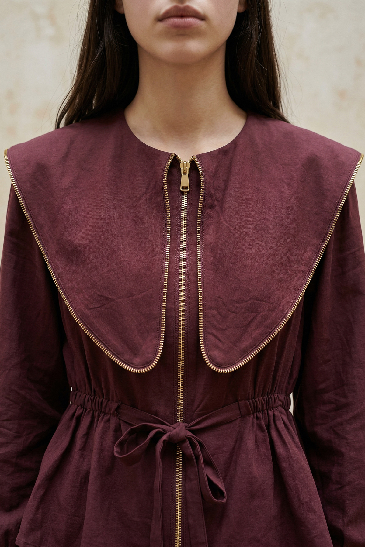 Modal Tensel Kumaş Fermuarlı Büyük Yakalı Kemer Detaylı Ceket Etek Kadın Takım |  