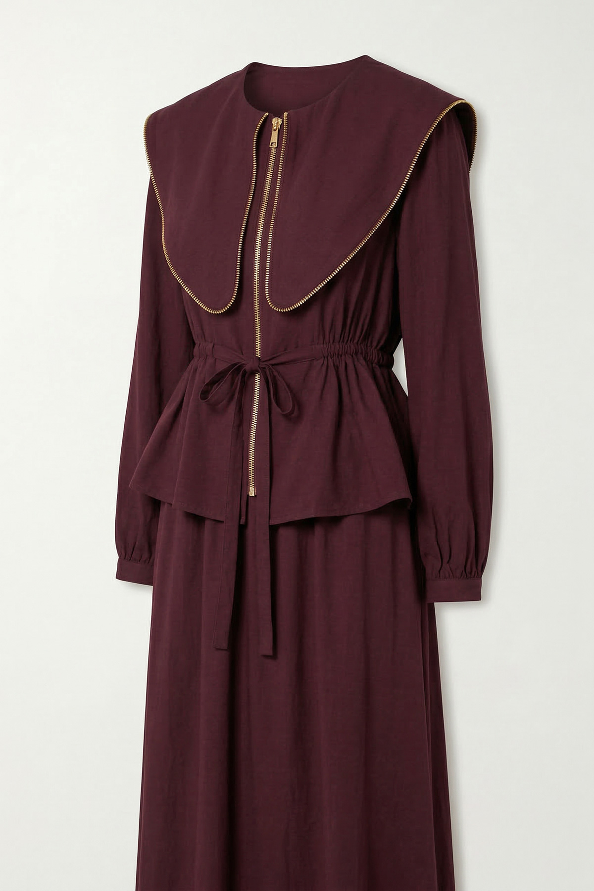 Modal Tensel Kumaş Fermuarlı Büyük Yakalı Kemer Detaylı Ceket Etek Kadın Takım |  