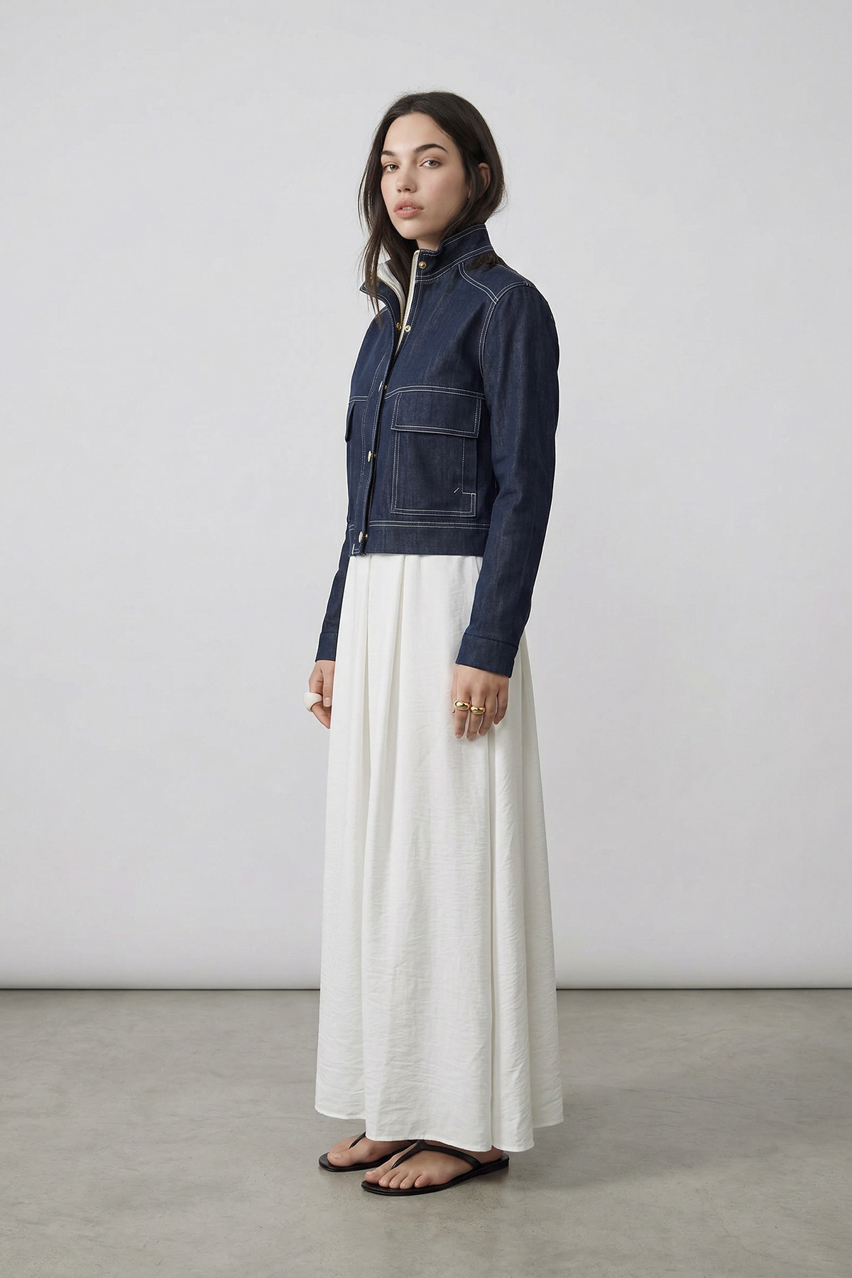 Forza Denim Fermuar Detaylı Düğmeli Ceket Etek Kadın Takım |  