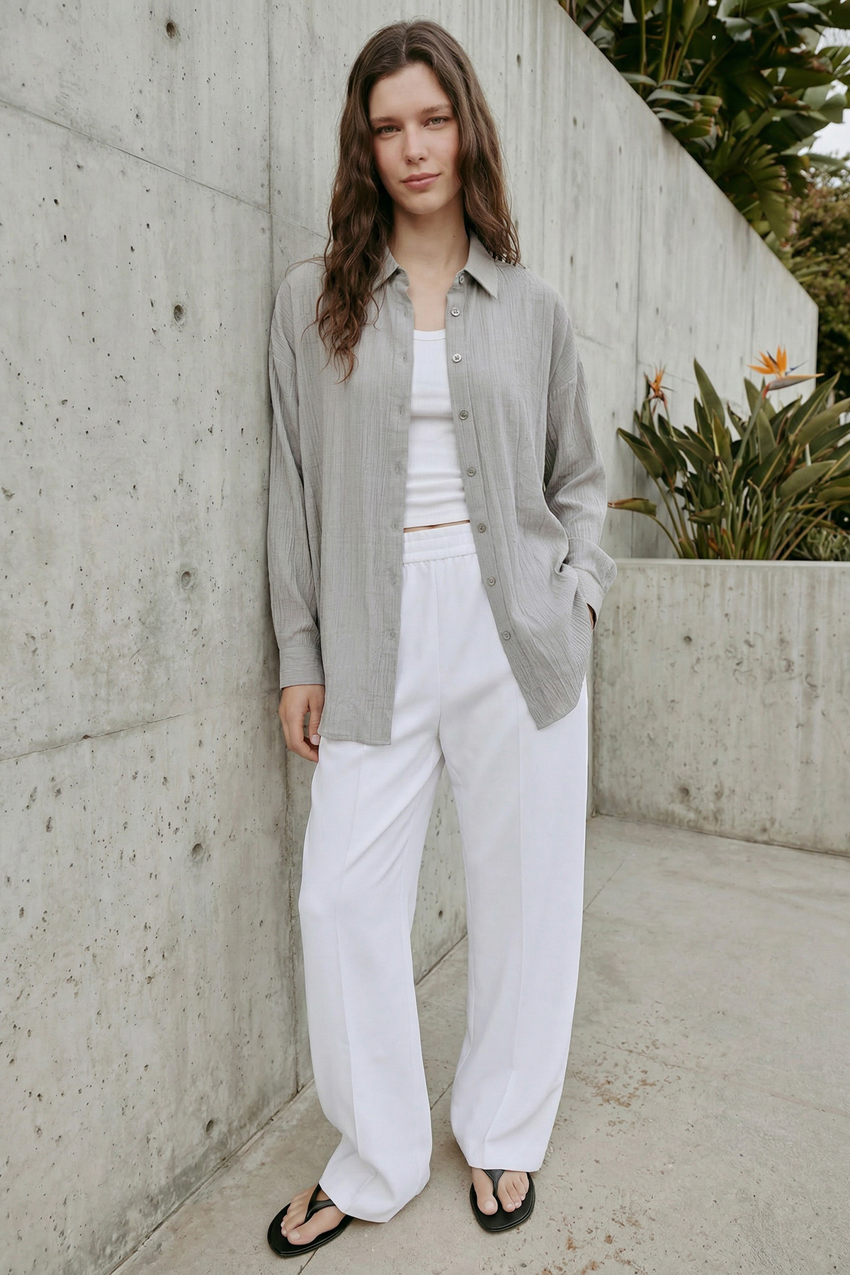 Çilek Kumaş Düğmeli Oversize Kadın Gömlek |  