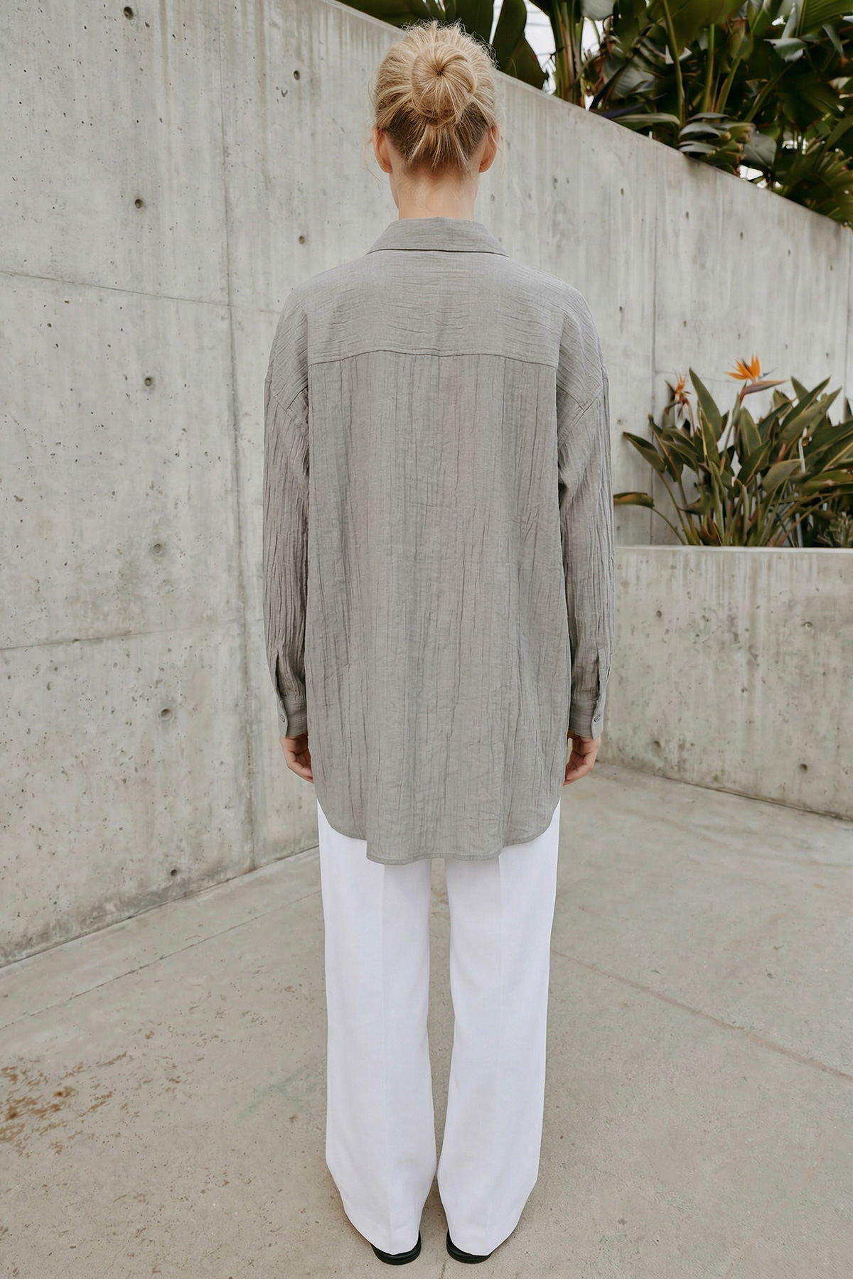 Çilek Kumaş Düğmeli Oversize Kadın Gömlek |  