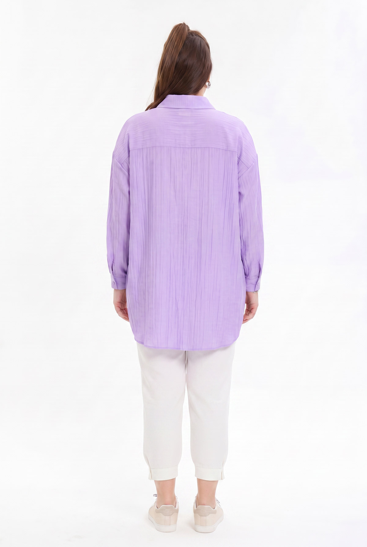 Çilek Kumaş Düğmeli Oversize Kadın Gömlek |  
