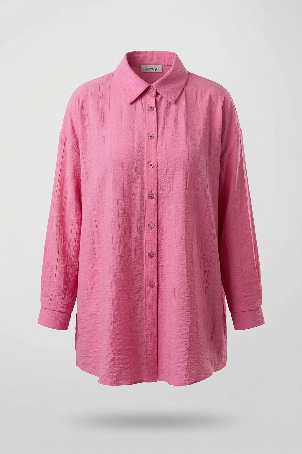 Çilek Kumaş Düğmeli Oversize Kadın Gömlek |  