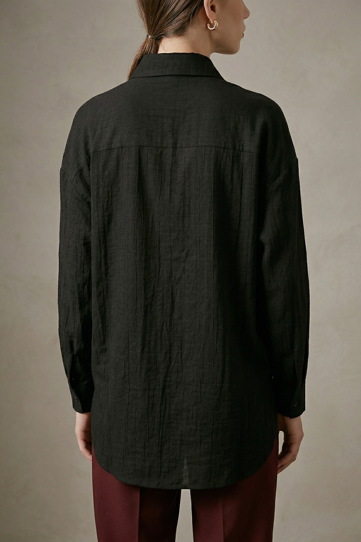 Çilek Kumaş Düğmeli Oversize Kadın Gömlek |  