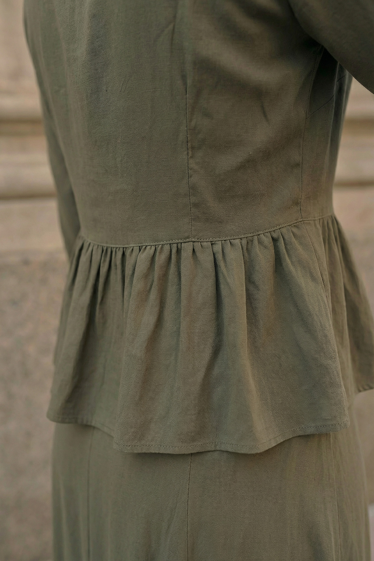 Modal Tensel Kumaş Düğmeli Büzgü Detaylı Ceket Etek Kadın Takım |  