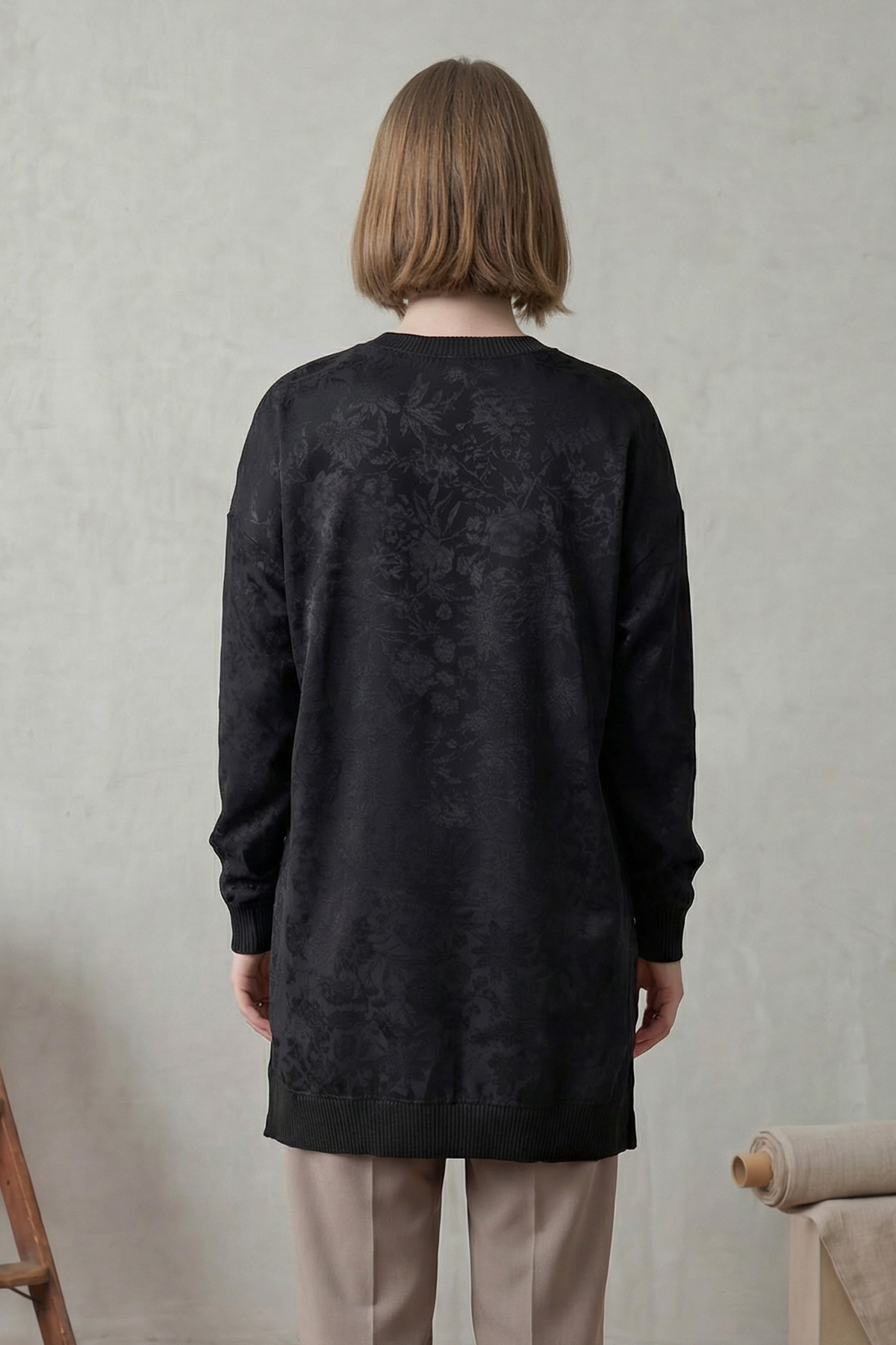 Baskılı Jakar Kumaş Yırtmaç Detaylı Kadın Tunik |  