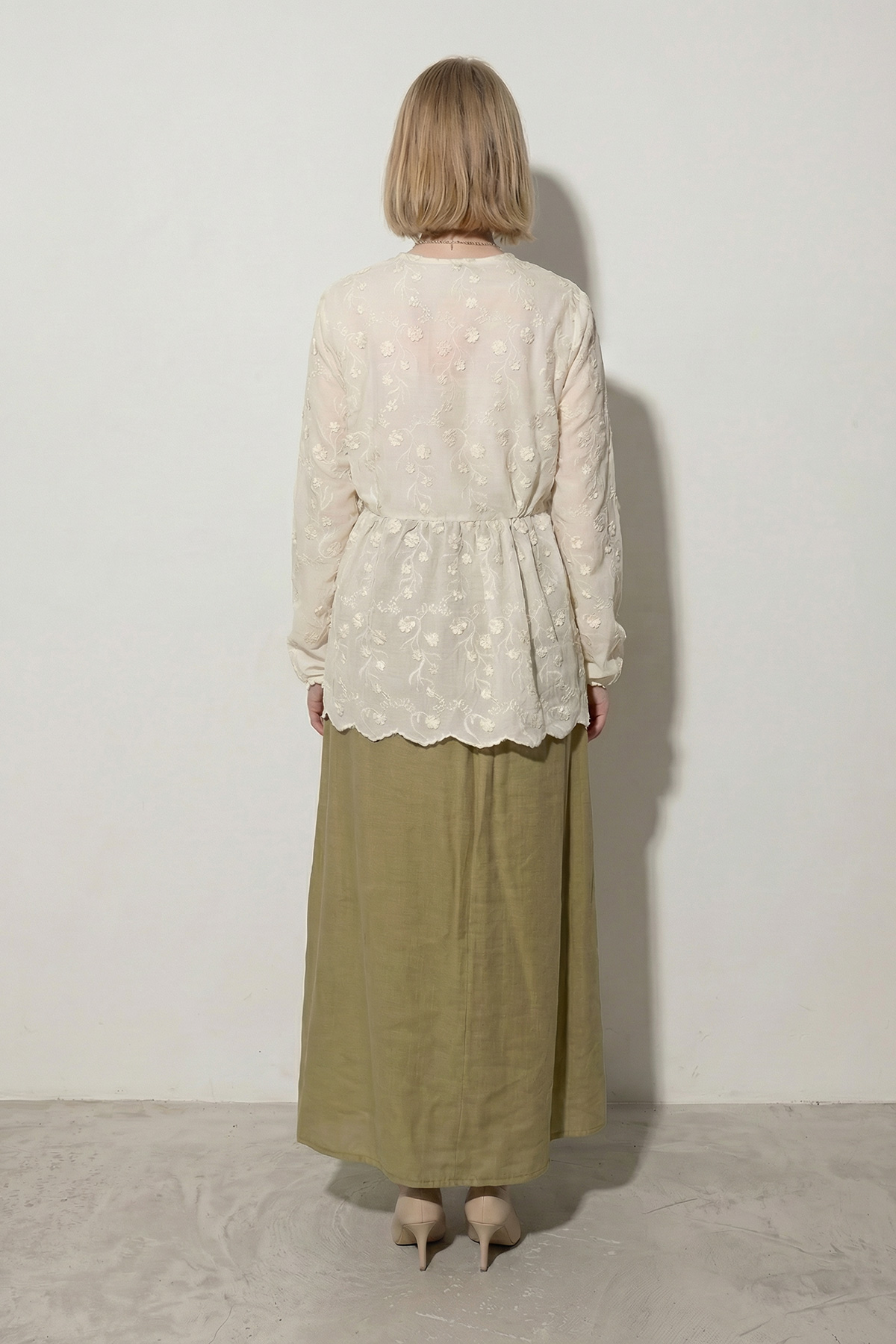 Oslo Kumaş Kurdele Detaylı Büzgülü Ceket Etek Kadın Takım |  