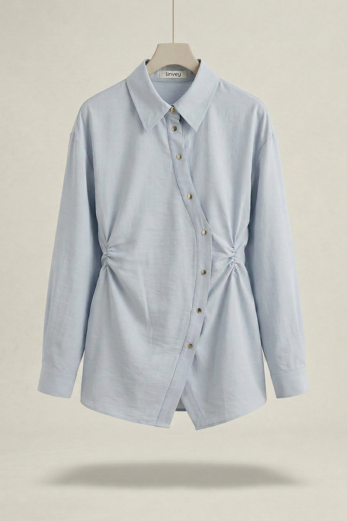 Fly Cupra Kumaş Yan Büzgü Detaylı Düğmeli Kadın Gömlek |  