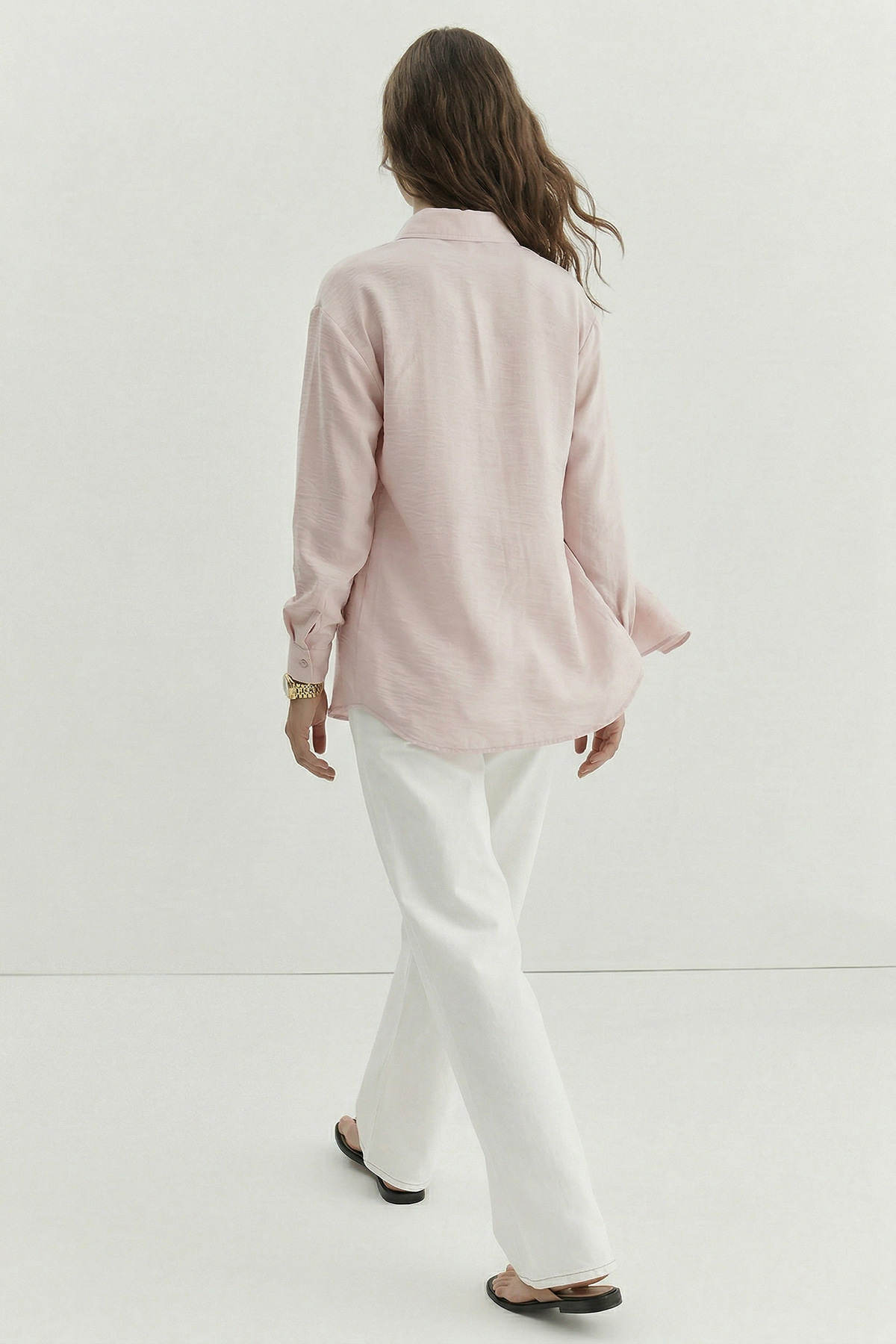 Fly Cupra Kumaş Yan Büzgü Detaylı Düğmeli Kadın Gömlek |  