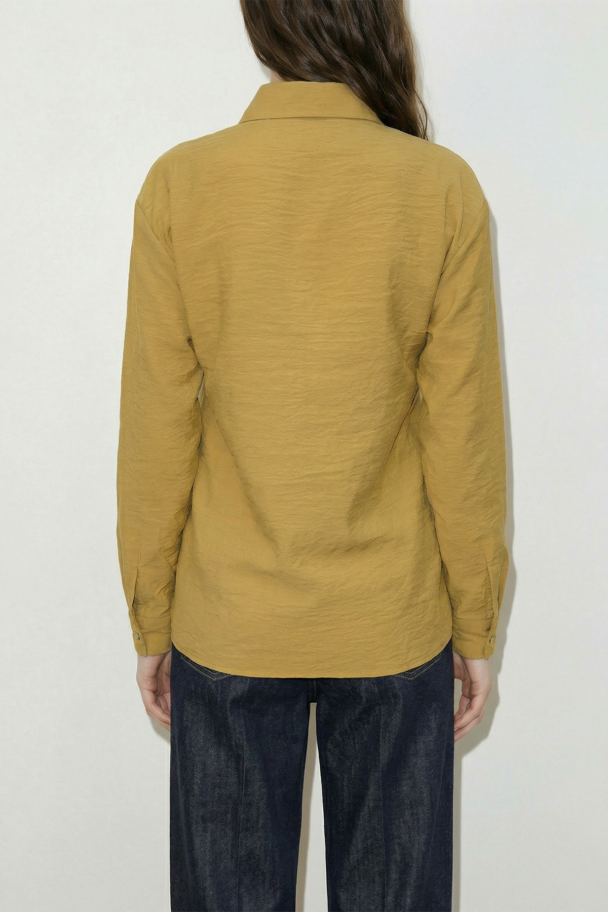 Fly Cupra Kumaş Yan Büzgü Detaylı Düğmeli Kadın Gömlek |  